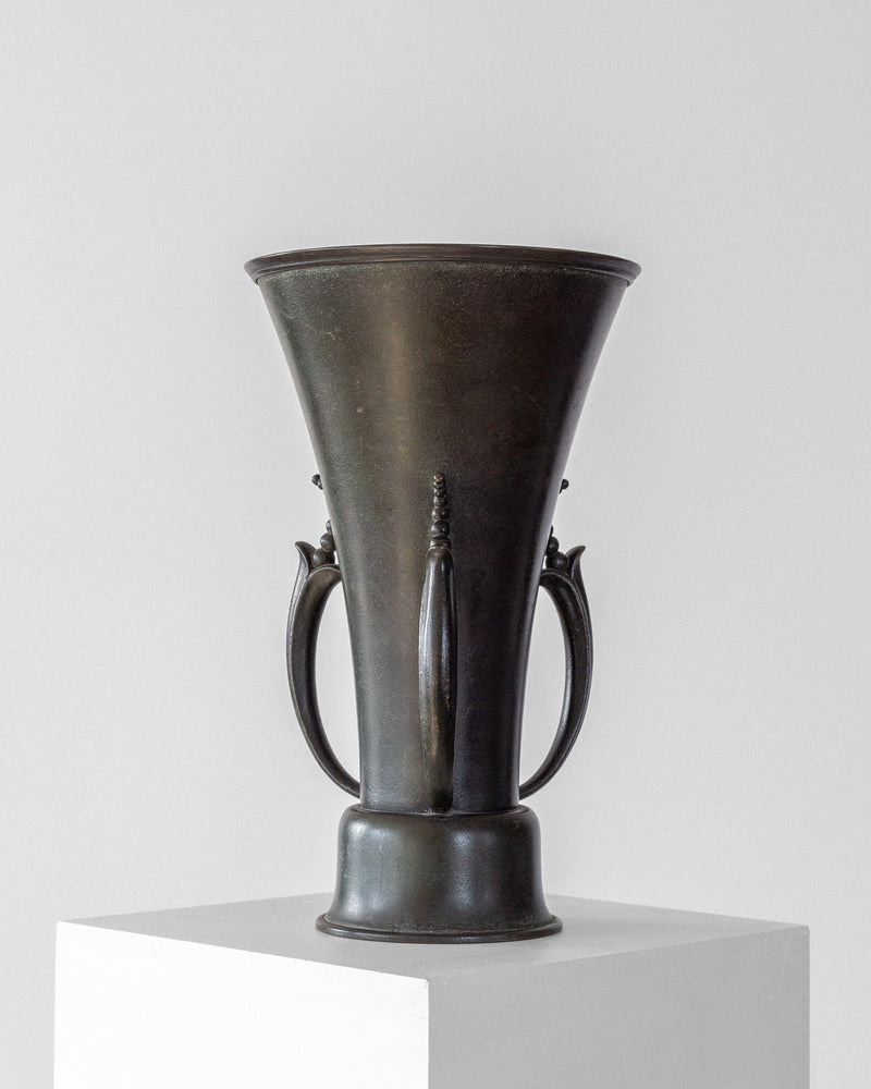 Bronze vase with handles by Ystad Metall, 1930s Swedish design