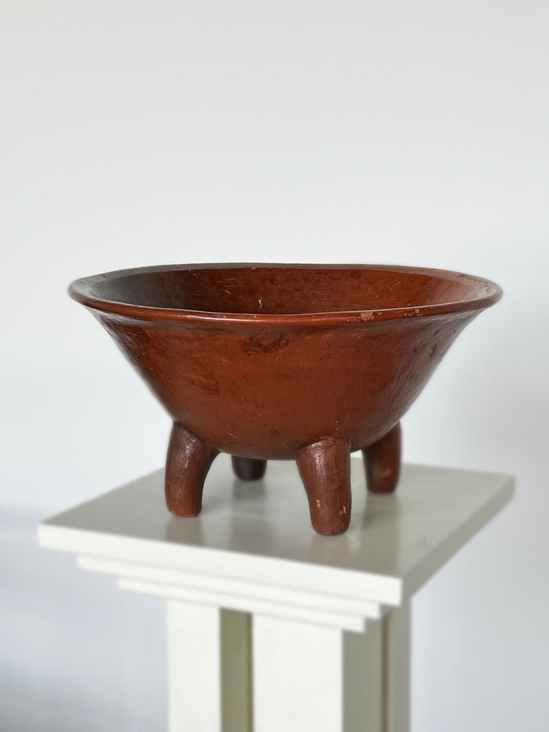 Handcrafted terracotta tripod bowl with rustic finish by Porter Studio