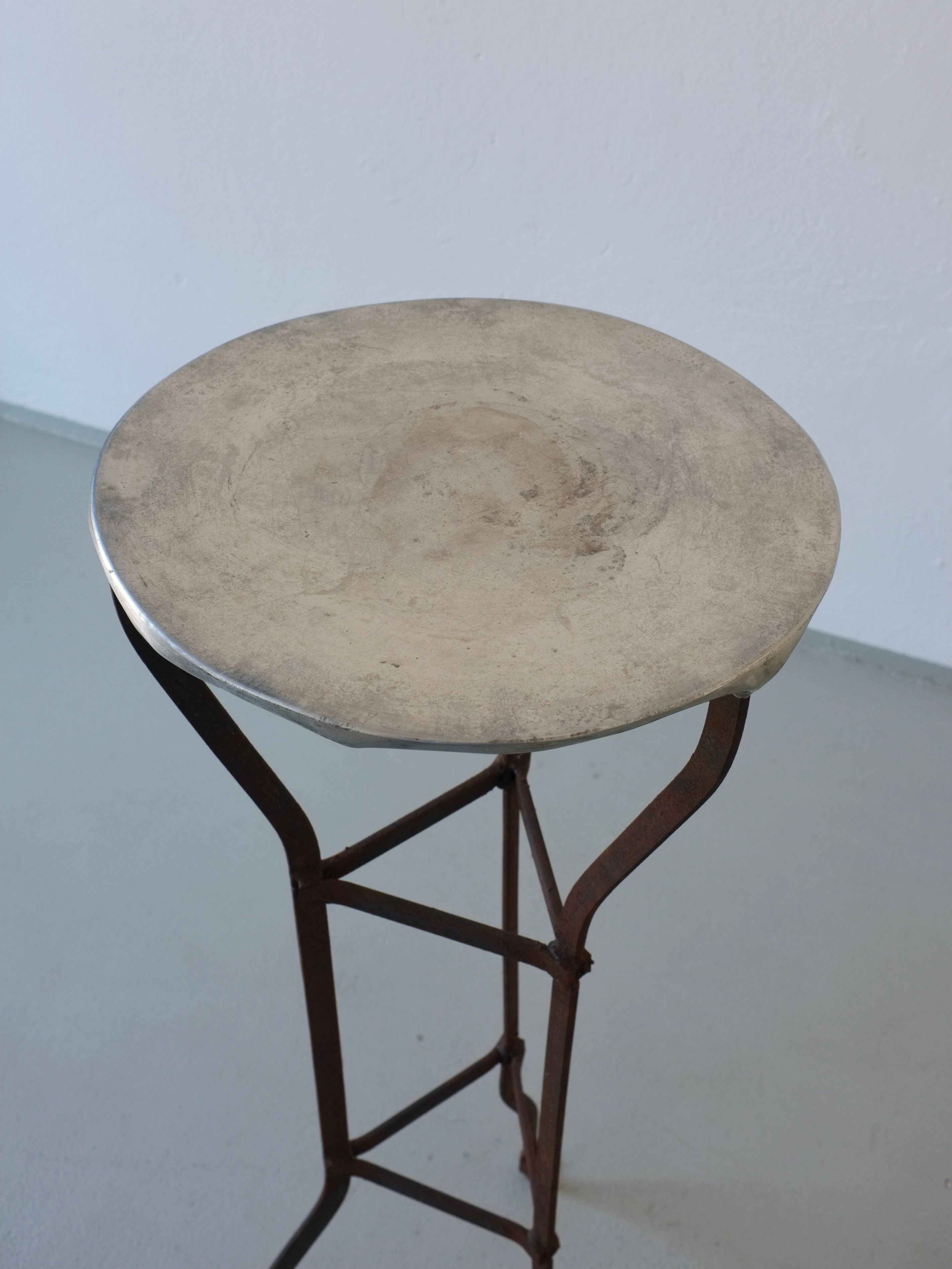 Vintage Iron Pedestal Side Table