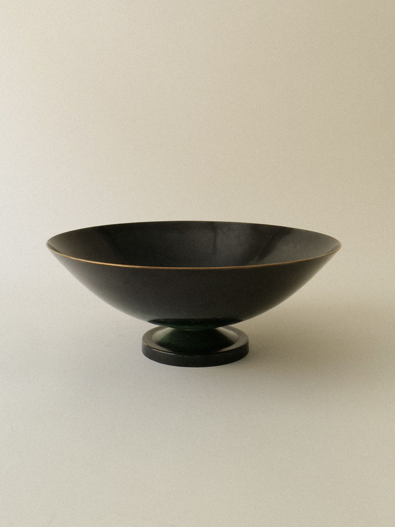 Dark patinated bronze pedestal bowl from 1910 era