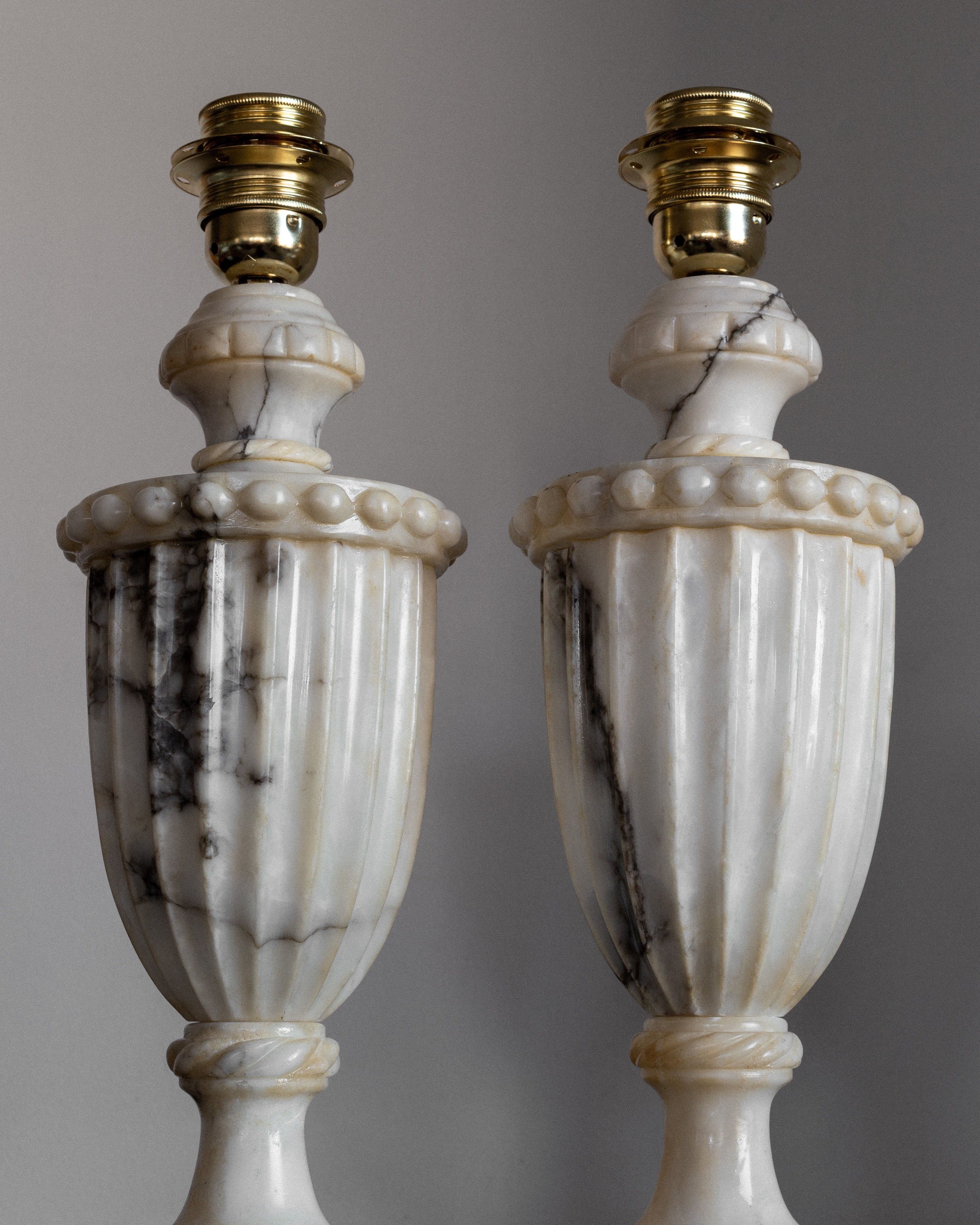 Pair of Italian Alabaster Table Lamps