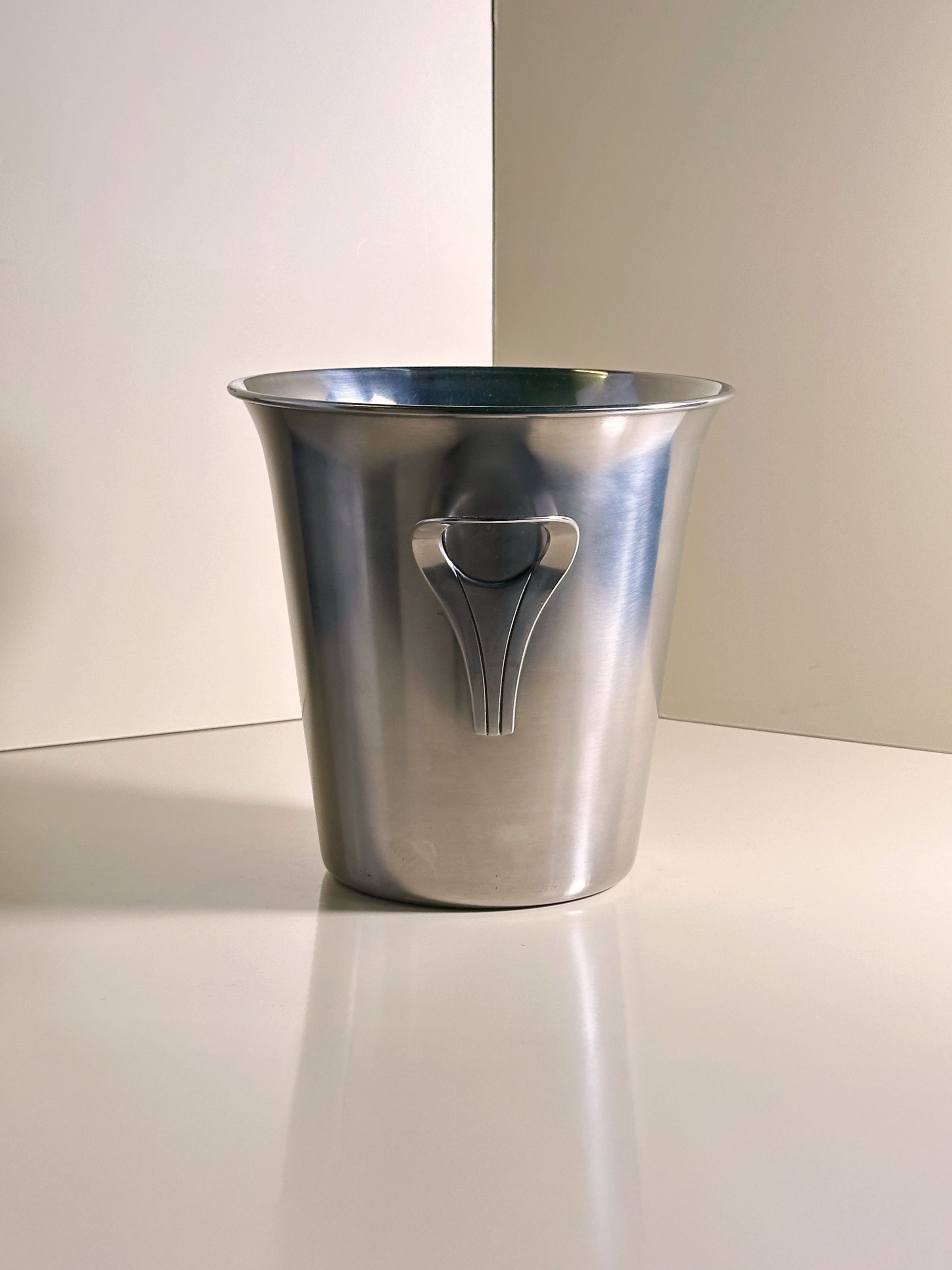 French stainless steel champagne bucket with sleek modern design