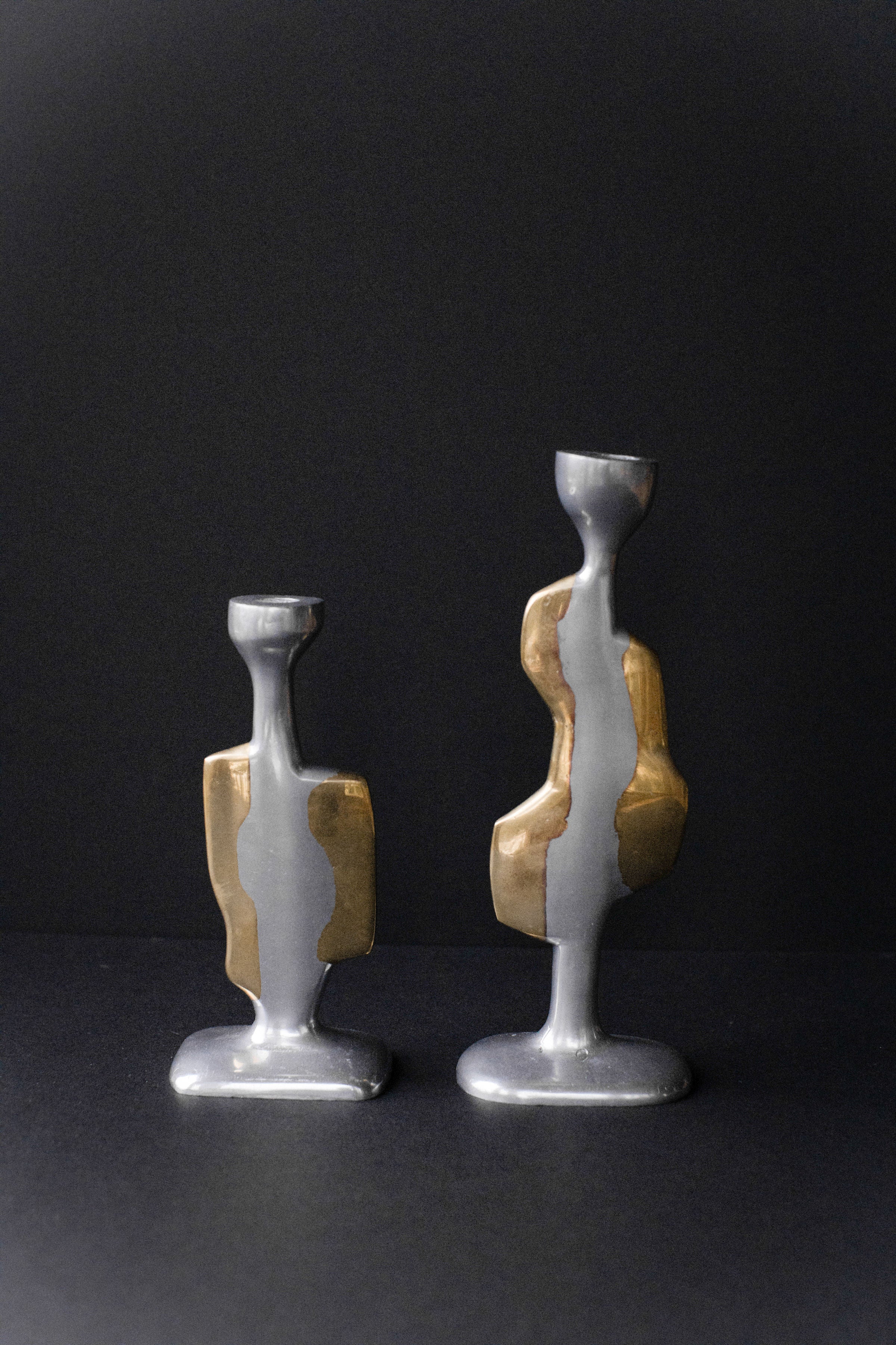 Two Brutalist Candleholders