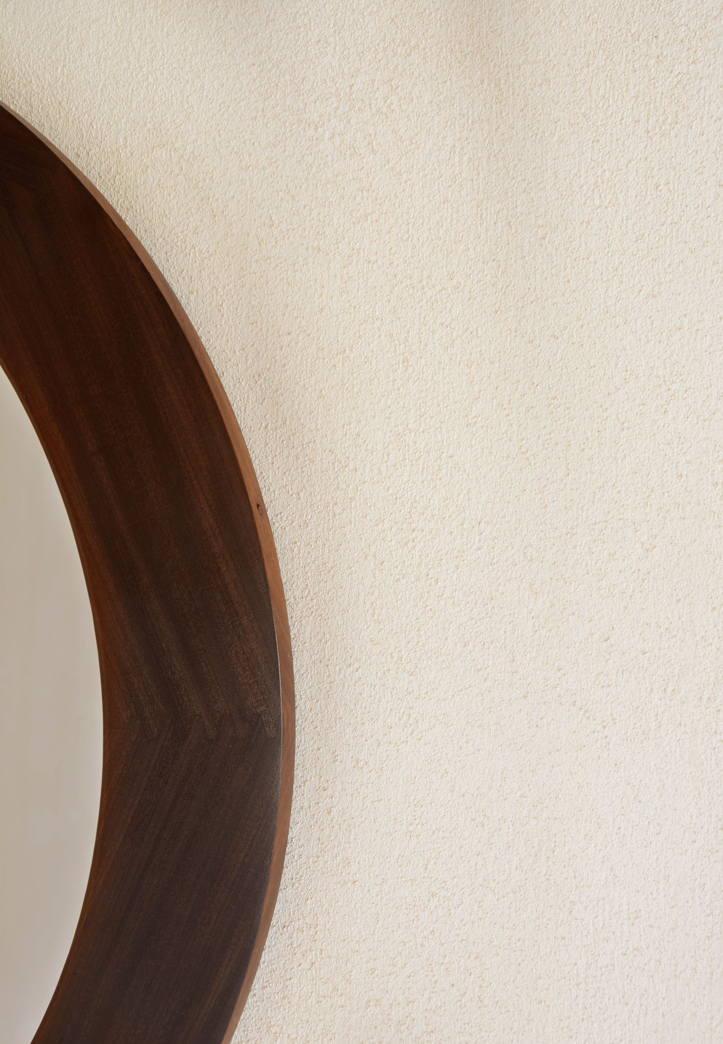 Round Wood Wall Mirror