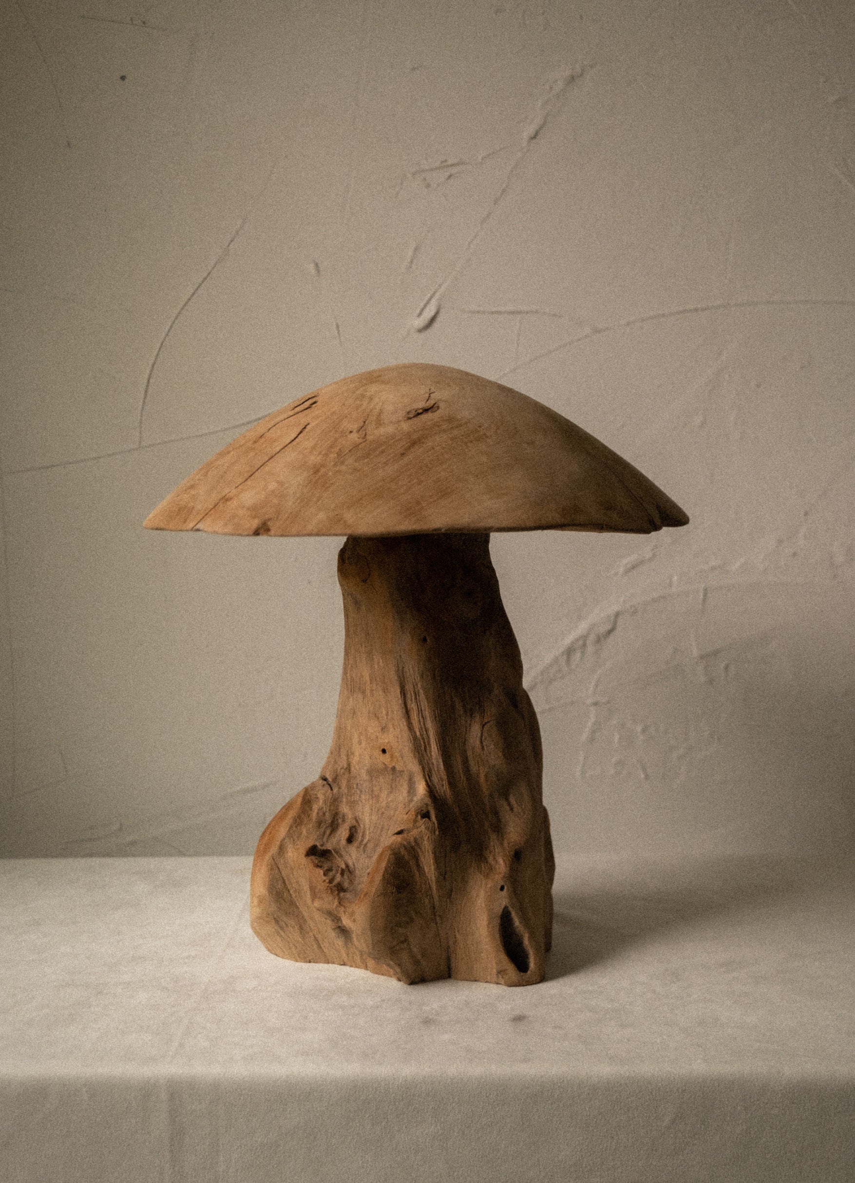 Vintage Teak Wood Mushroom Sculpture