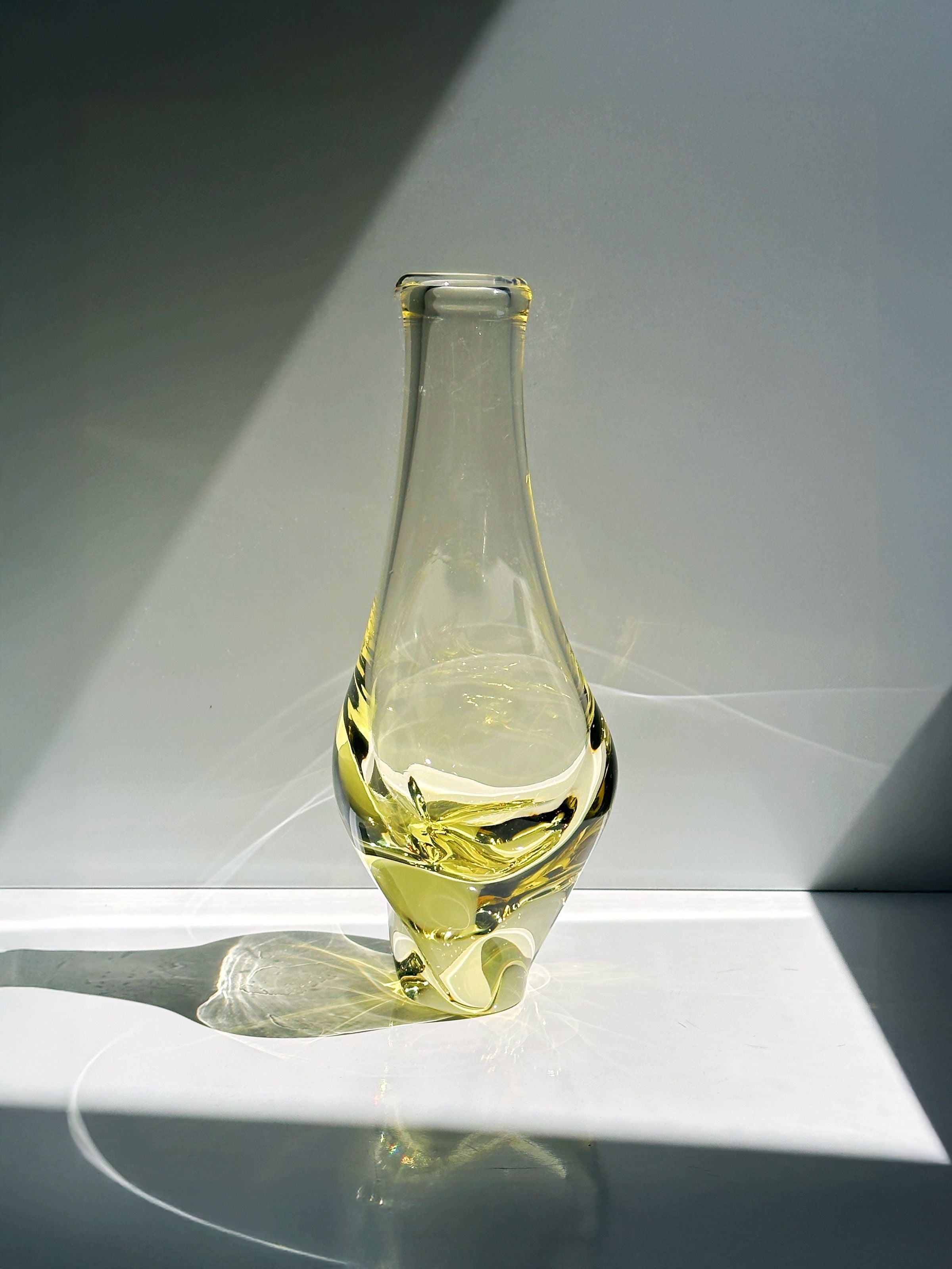 Bohemian Citrine Glass Vase by Miroslav Klinger - 1960s