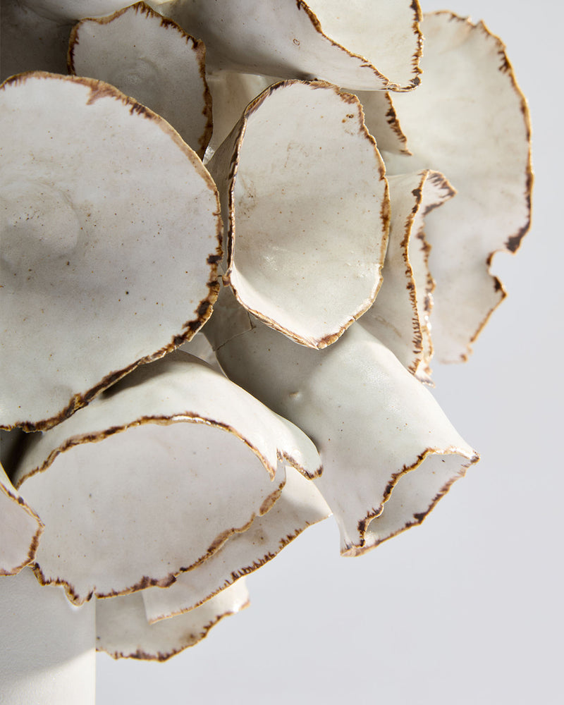 White ceramic vase fragments showing organic curved forms and edges