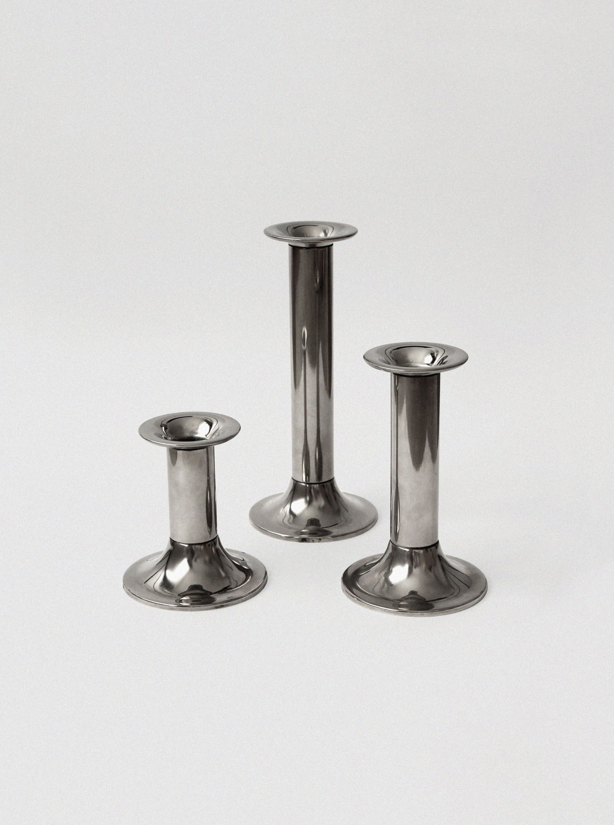 Set Of 3 Vintage Silver Plated Candle Holders