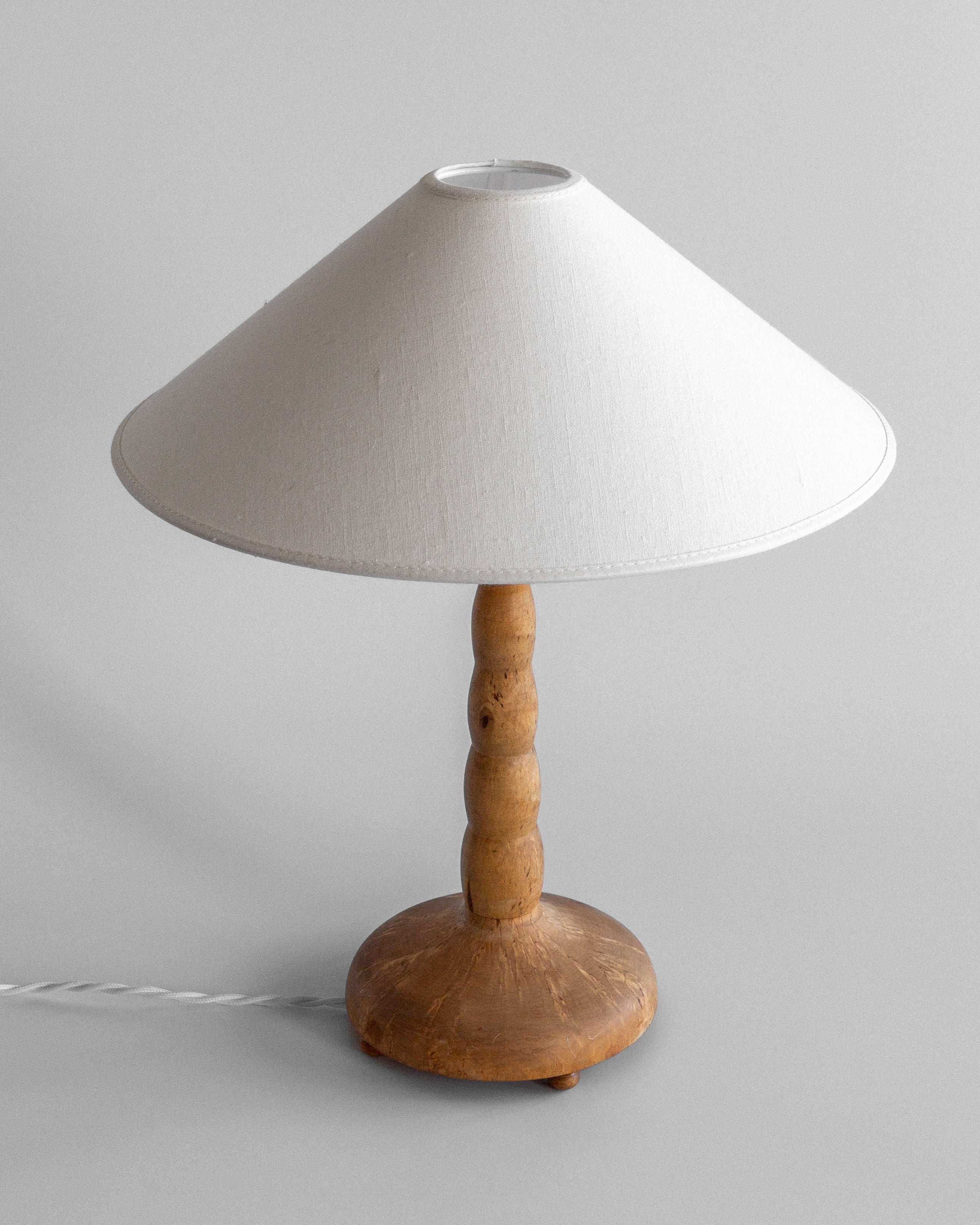 Turned Birch Table Lamp, Sweden