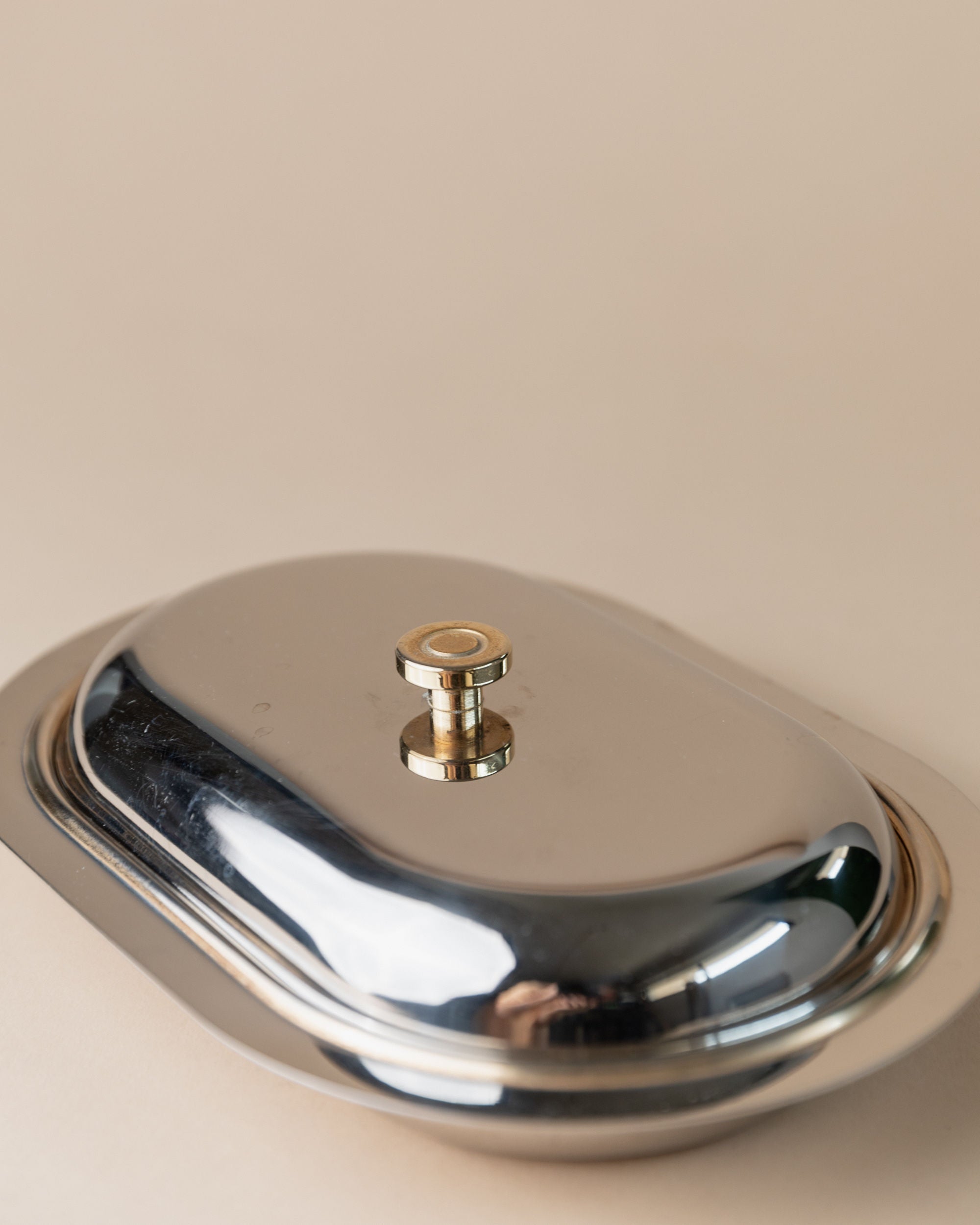 Stainless Steel Butter Dish, Italy 1970s