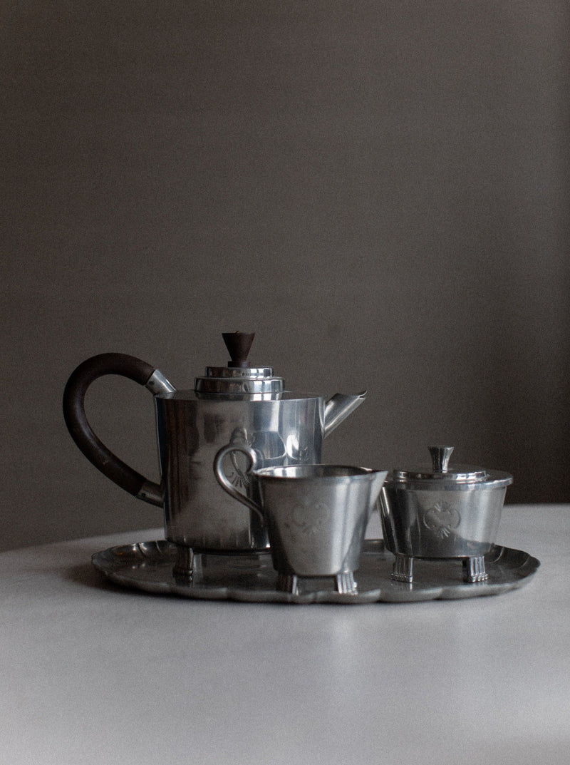 Art Deco Swedish Grace Tea-set with elegant floral patterns and gold trim