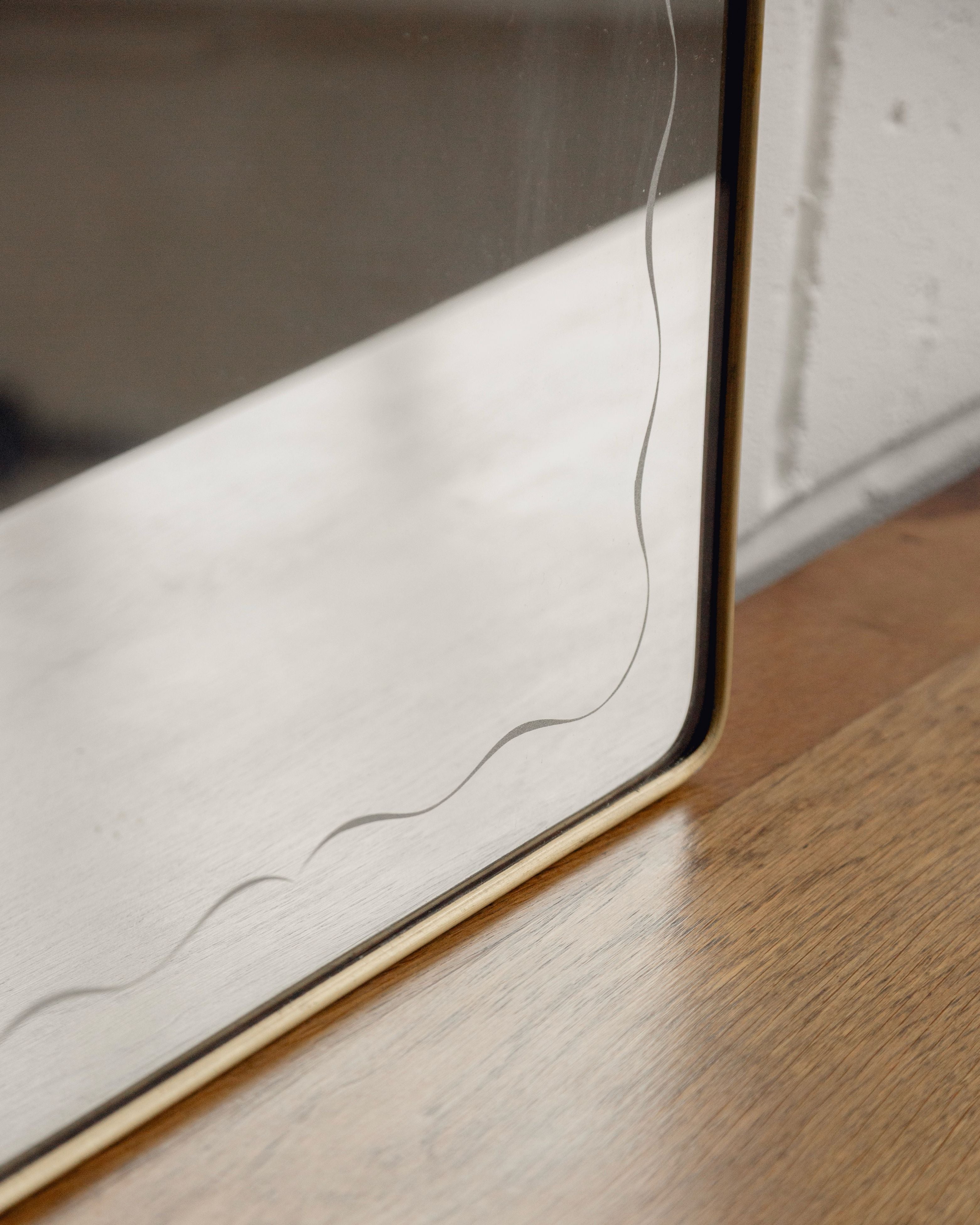 Wavy Italian Brass Shield Mirror