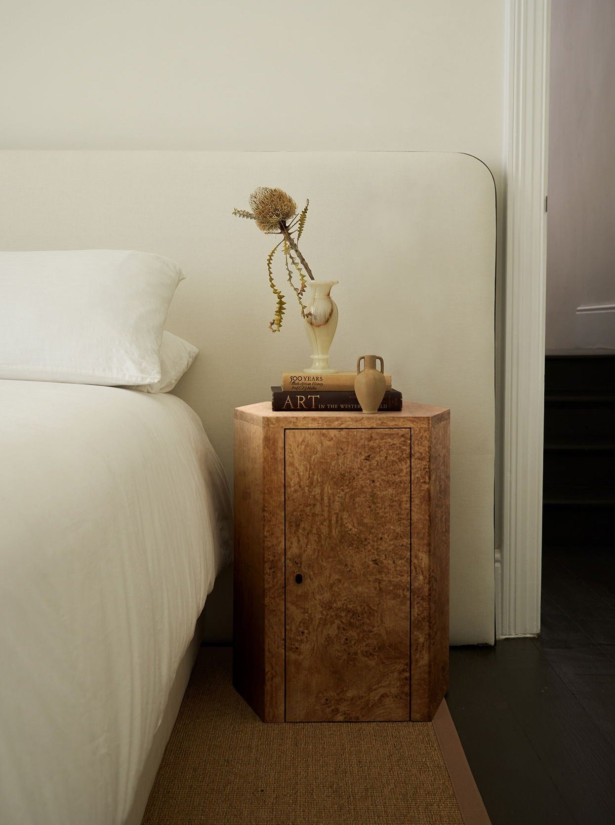 Pair of Park Night Stands in Poplar Burl with elegant design