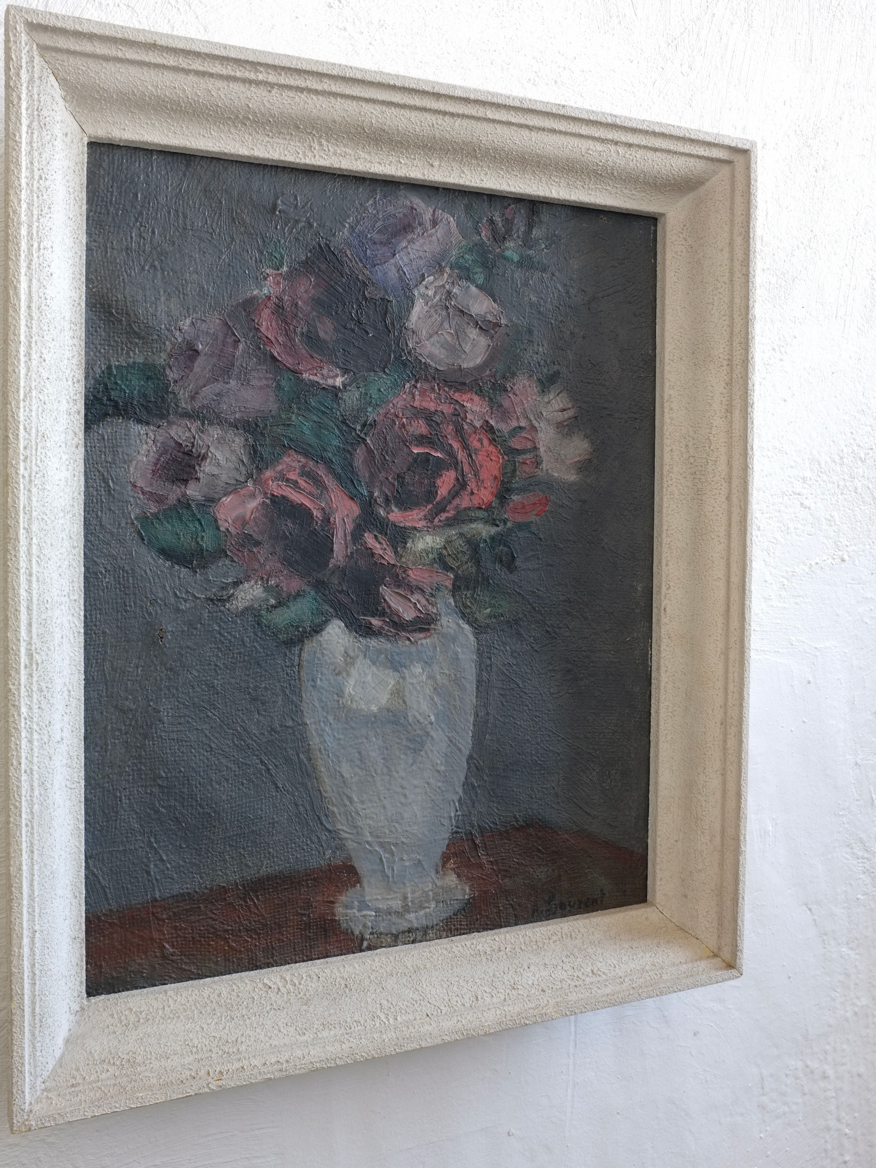 Still Life Oil Painting, Roses in Vase, 1910s