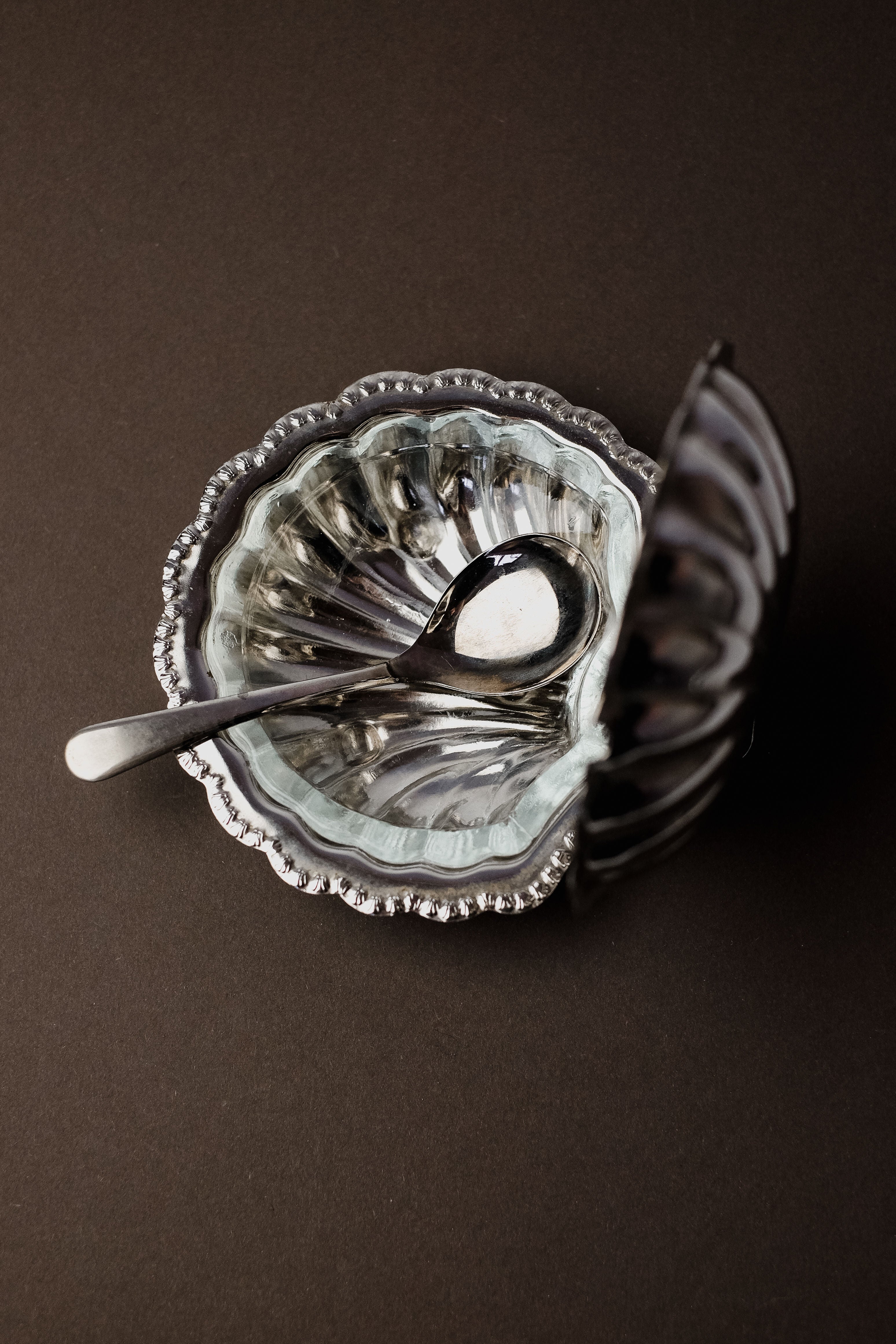 Shell Shaped Butter Dish with Spoon