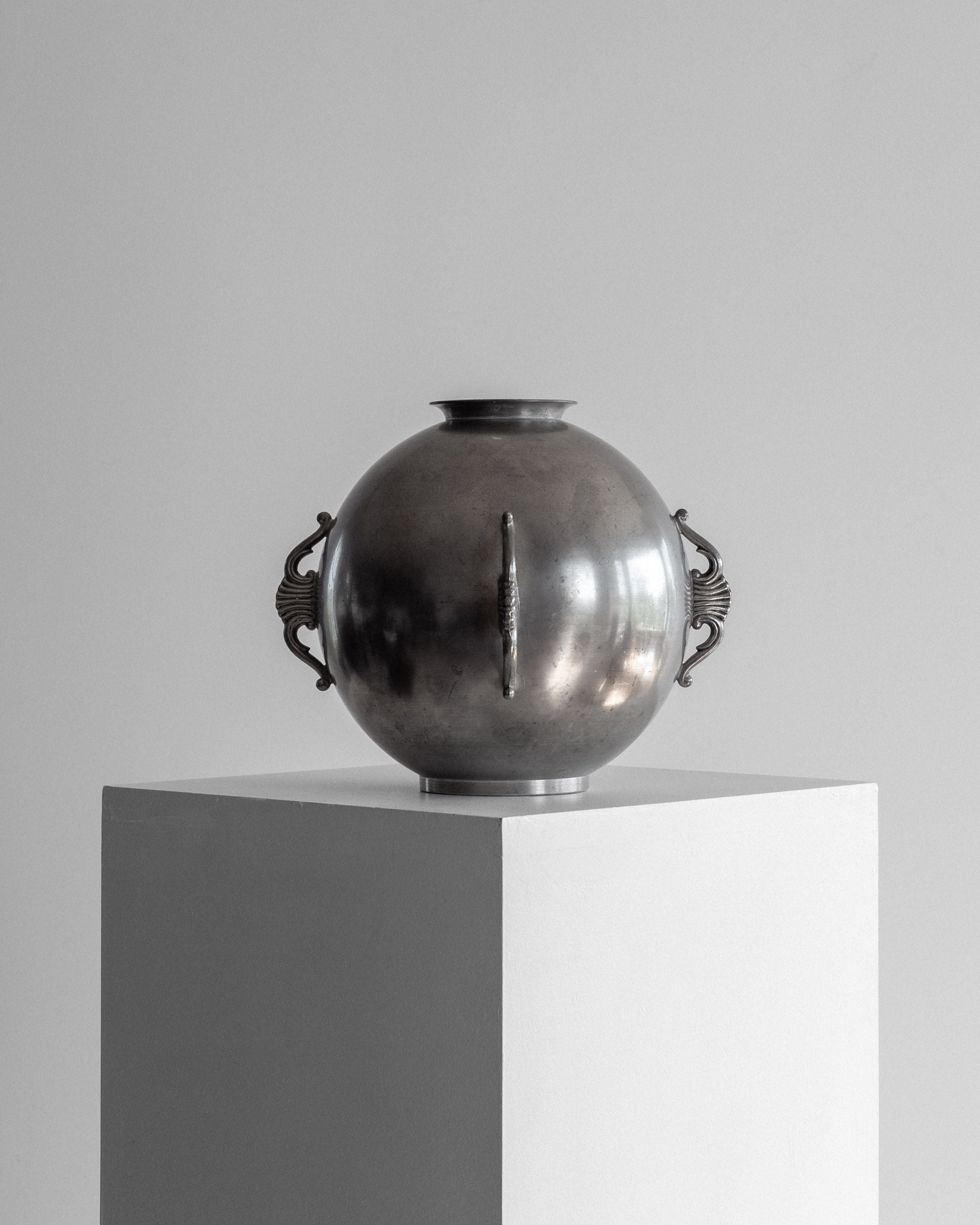 Spherical Art Deco Pewter Vase by C.G. Hallberg, 1929