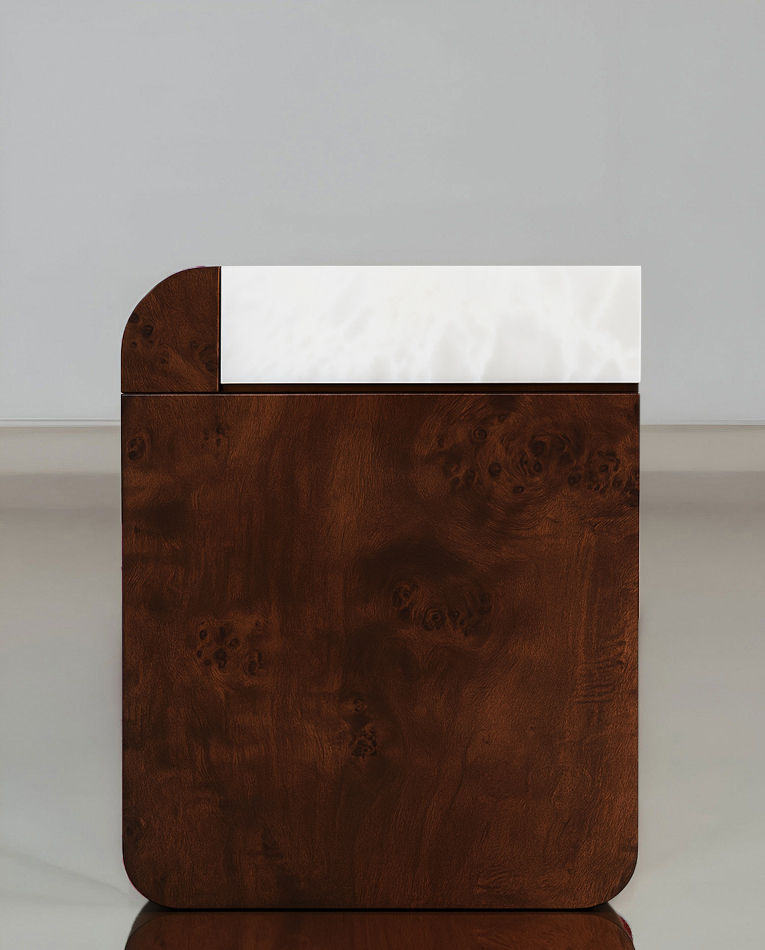 'Amo' Wooden and Marble Storage Table