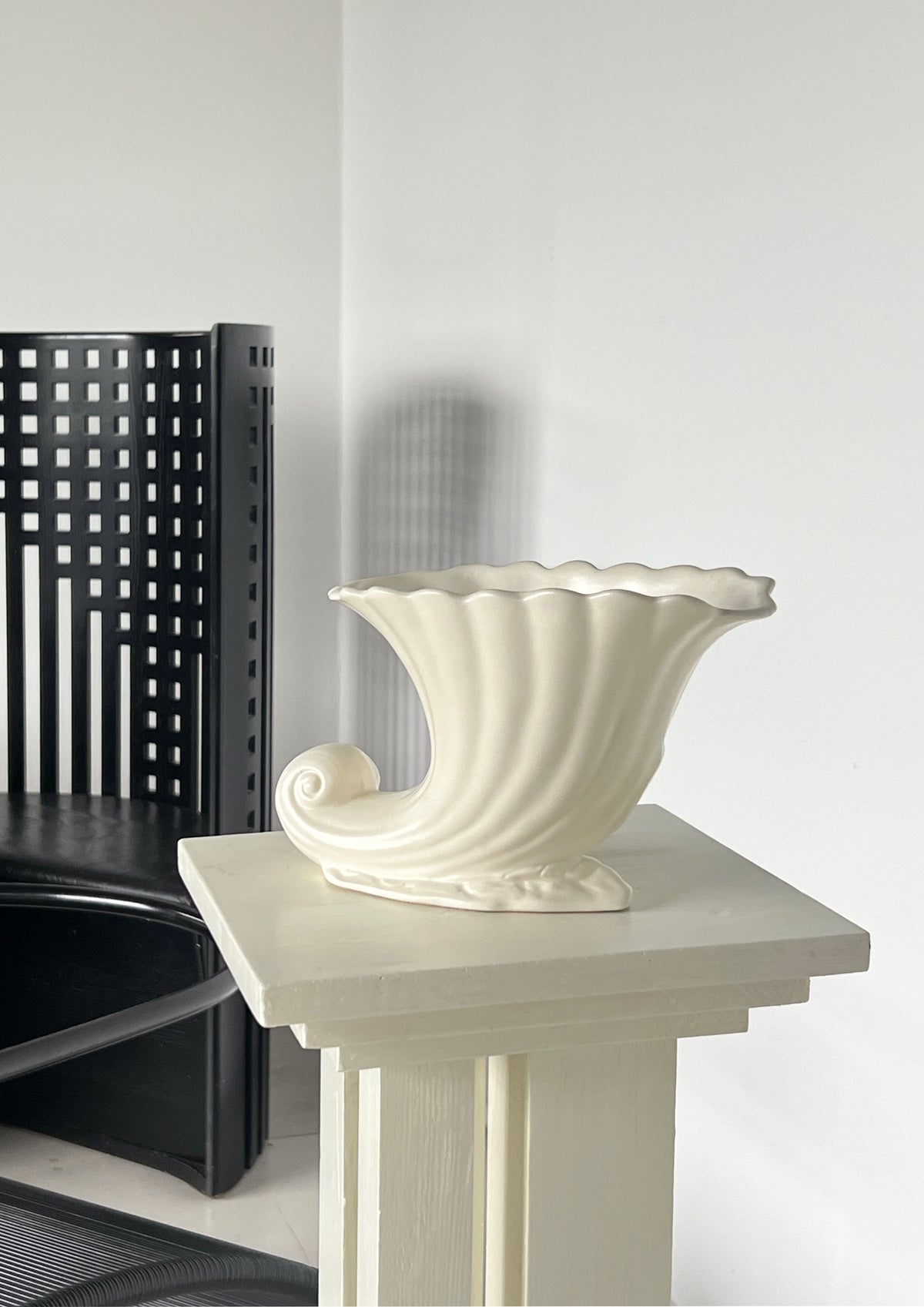 Cream Wave Deco Vase by Porter Studio