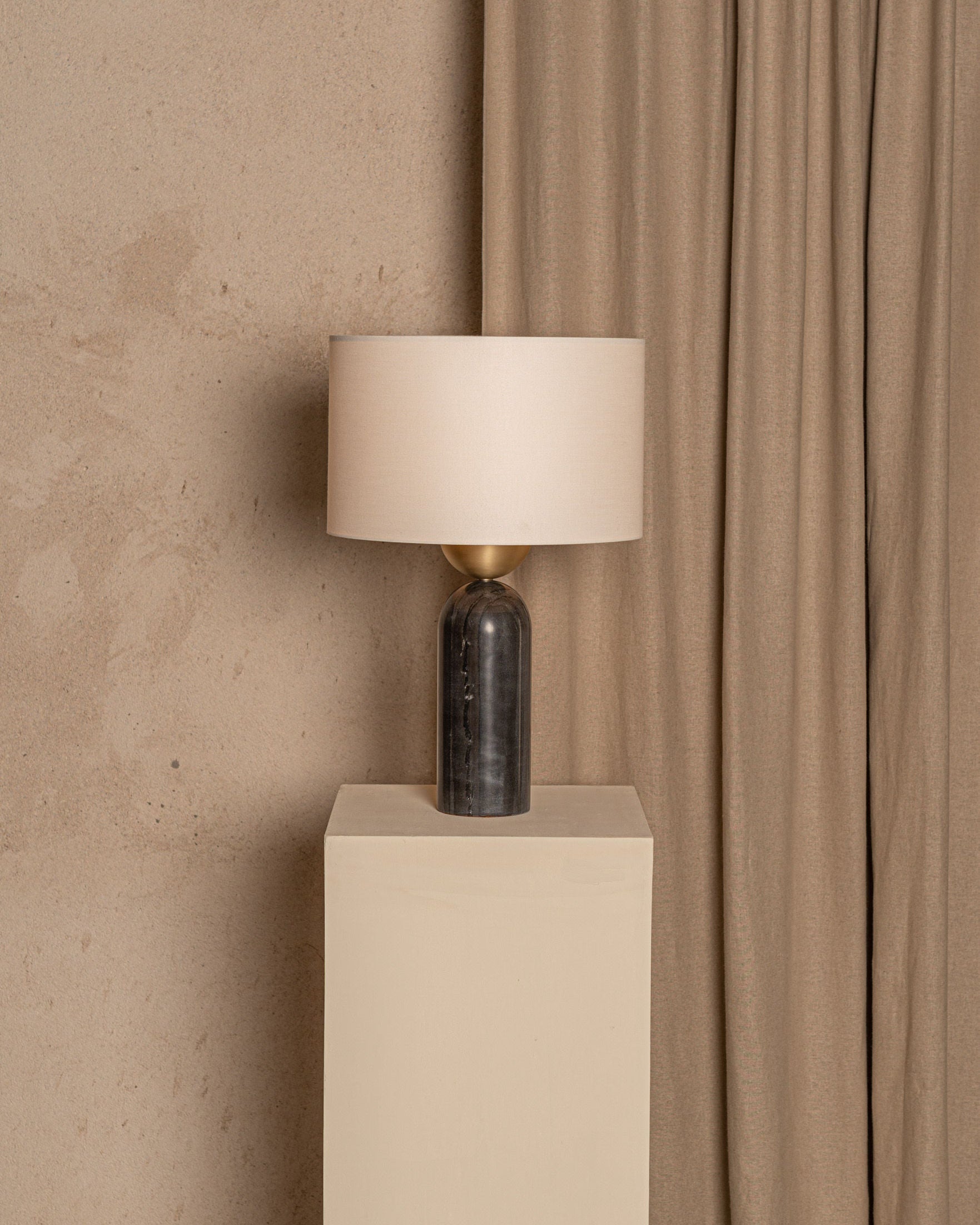 'Peona' Table Lamp in Black Marble