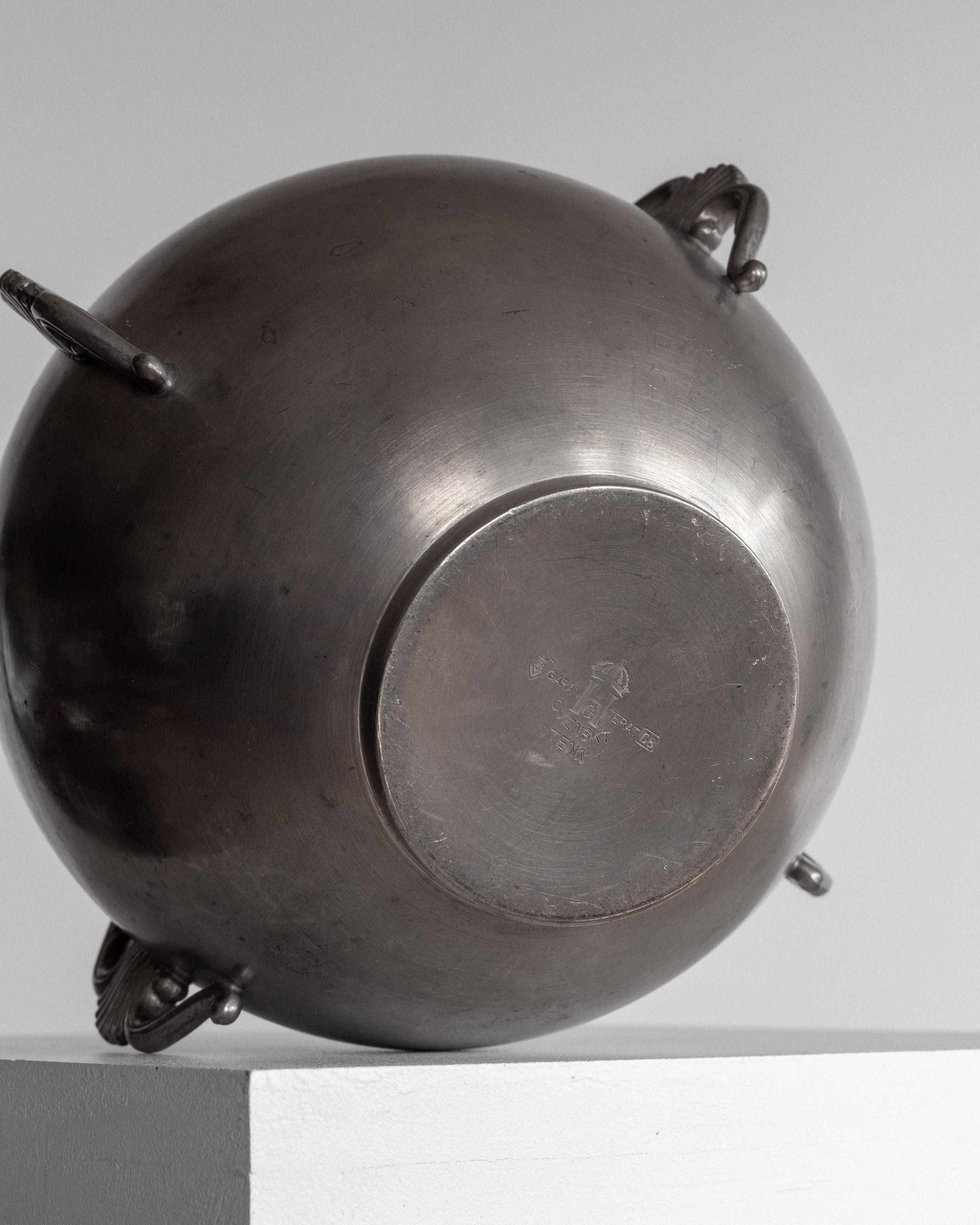 Spherical Art Deco Pewter Vase by C.G. Hallberg, 1929