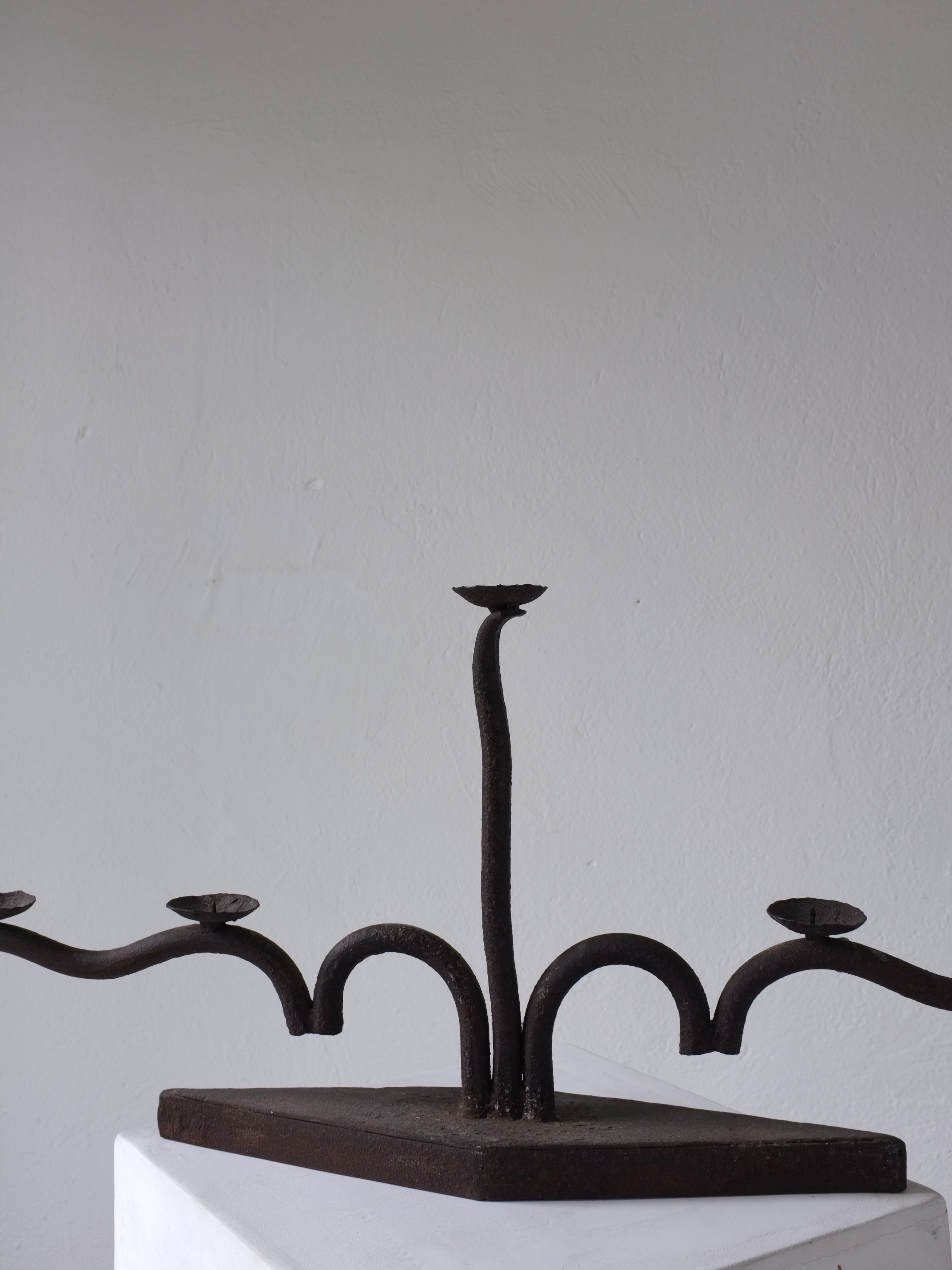 Large Brutalist Wrought Iron Candelabra, 1960s