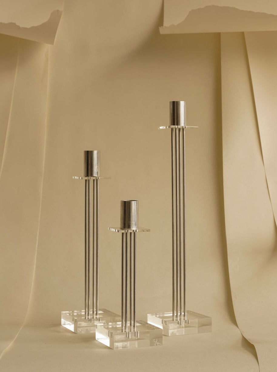  Set of Sleek Candle Holders featuring contemporary minimalist design, ideal for creating a stylish and sophisticated ambiance in your home