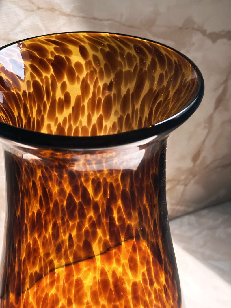 Golden tortoiseshell glass detail of Murano vase for Dior 1960s