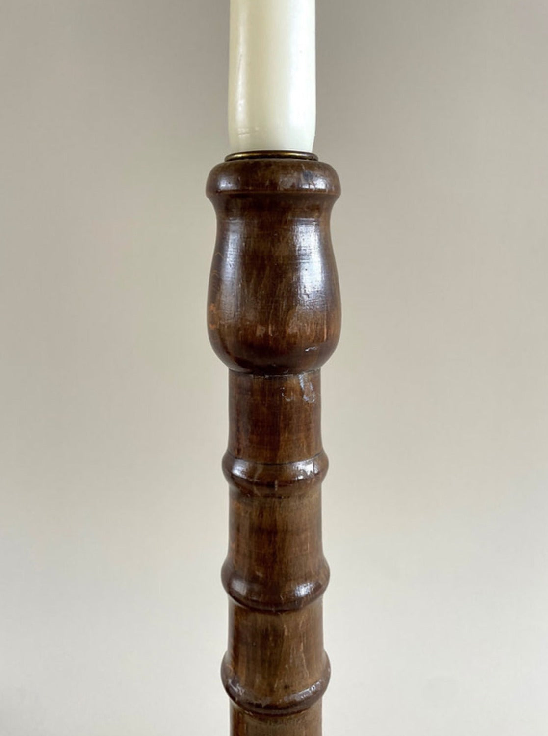 Set of two beautifully crafted vintage turned wood candleholders in a classic design