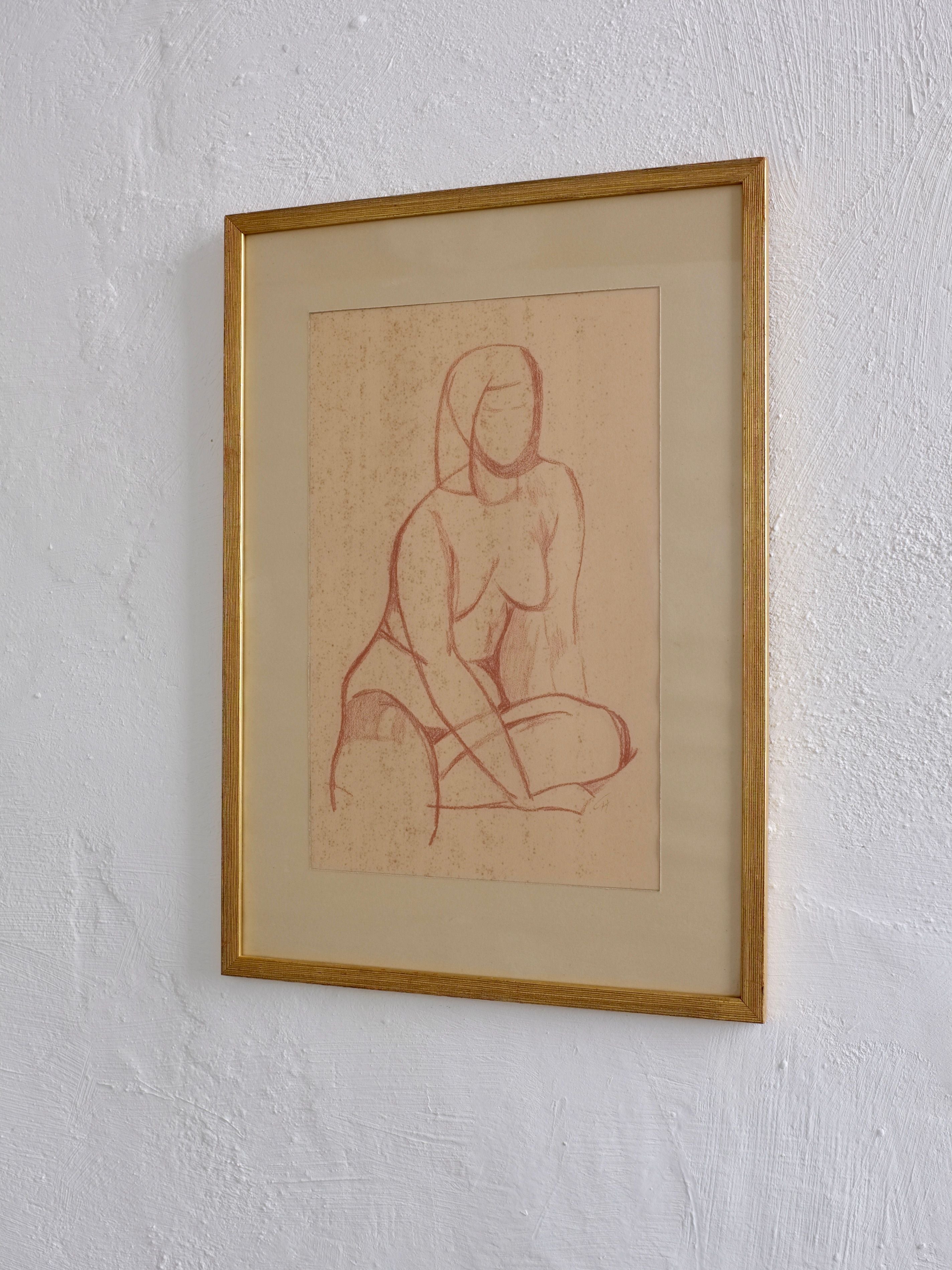 Modernist Nude Drawing by Gustaf Höglund, 1960s