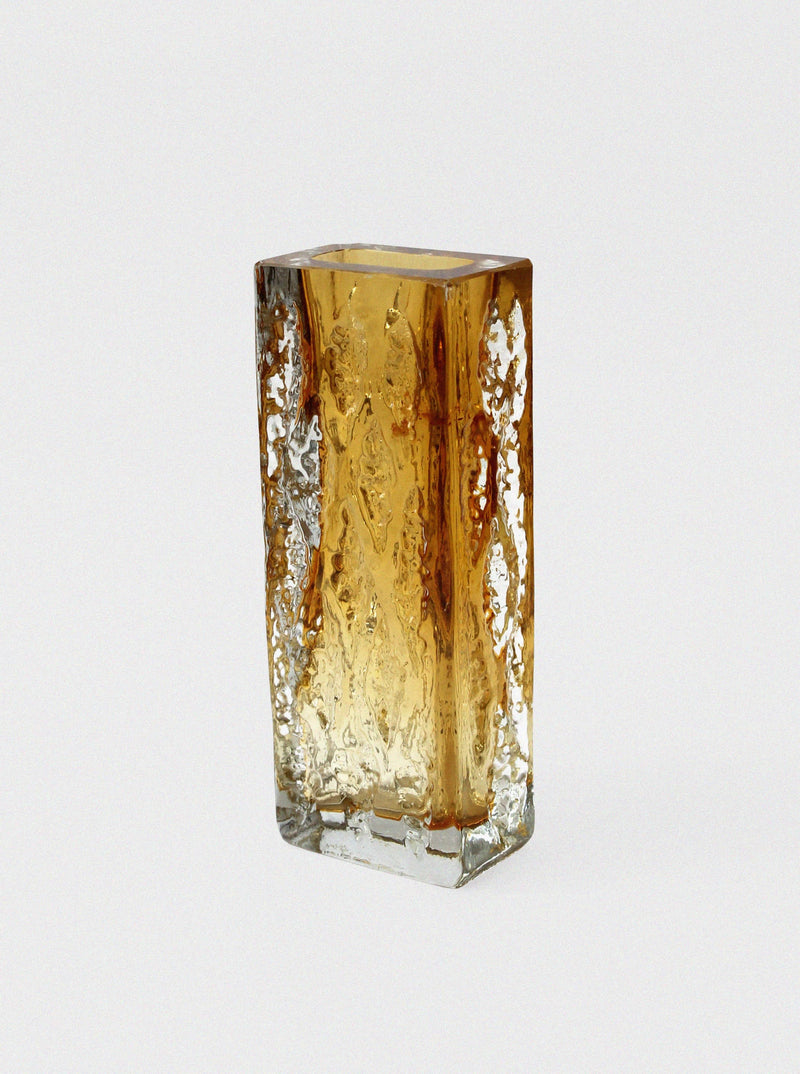 Kurt Wokan amber crystal vase with textured glass surface