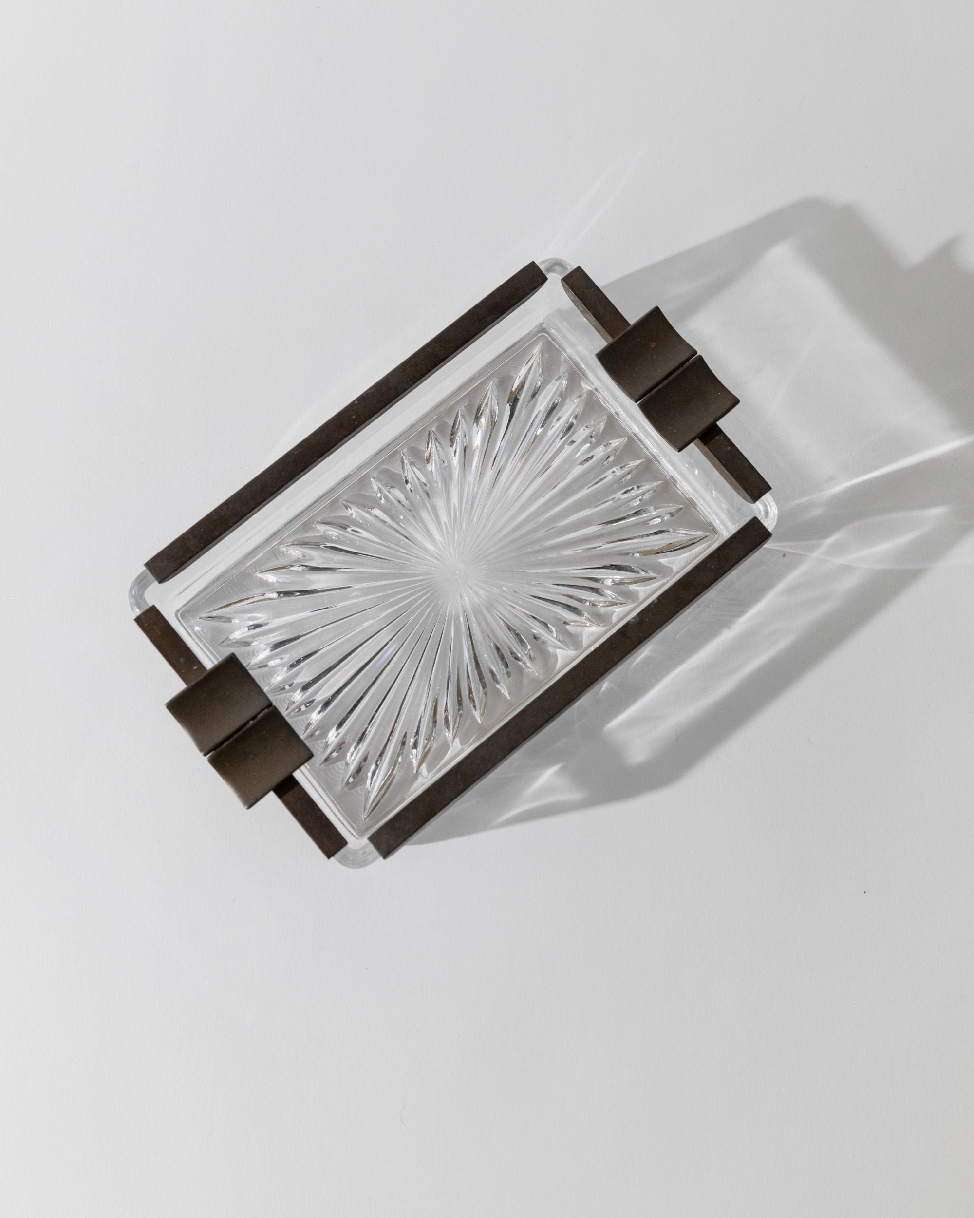 Art Deco Crystal Glass Ashtray, Italy 1930s