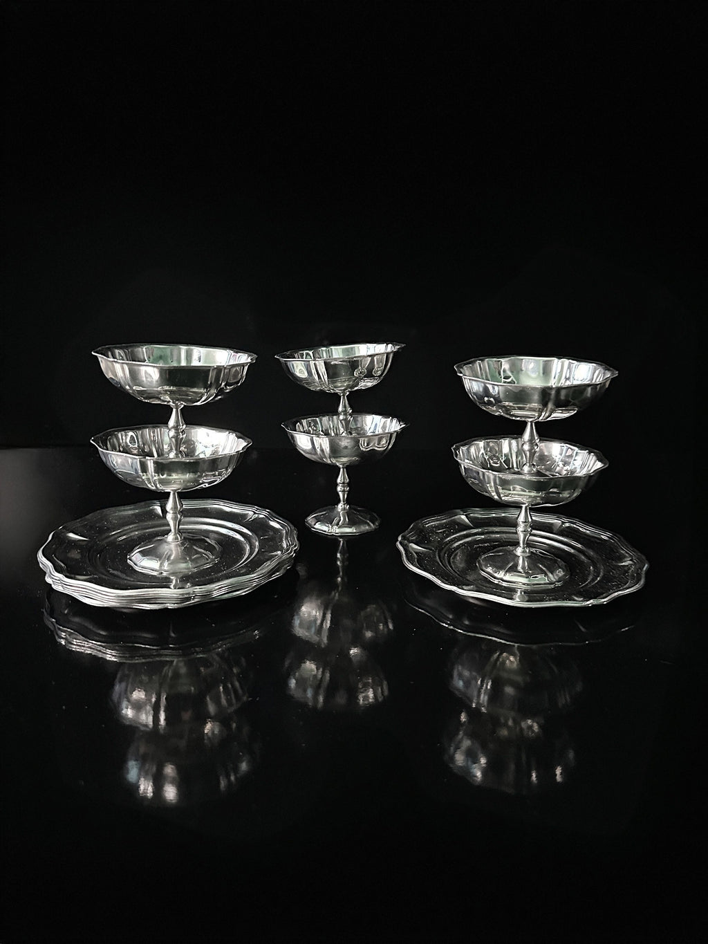 Lot De 6 Coupes à Dessert/glace Motta Italia - Inox 18/10, Vintage, Argentées