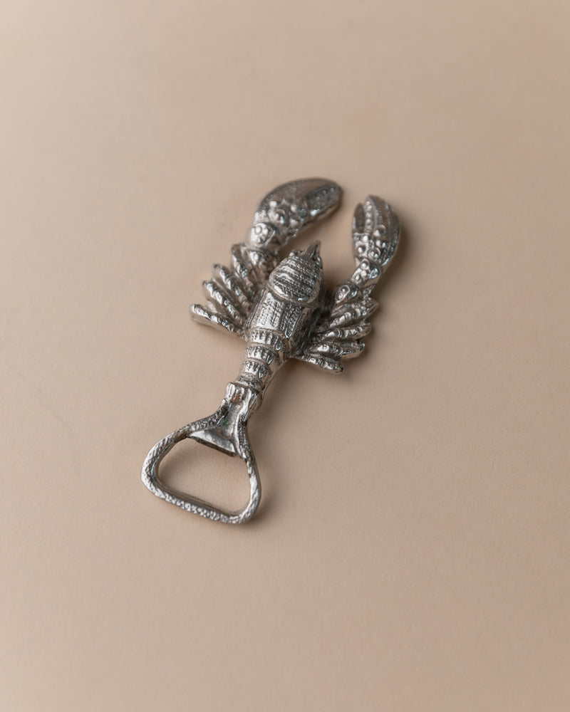 Silver plated lobster bottle opener detail view, Italian 1960s