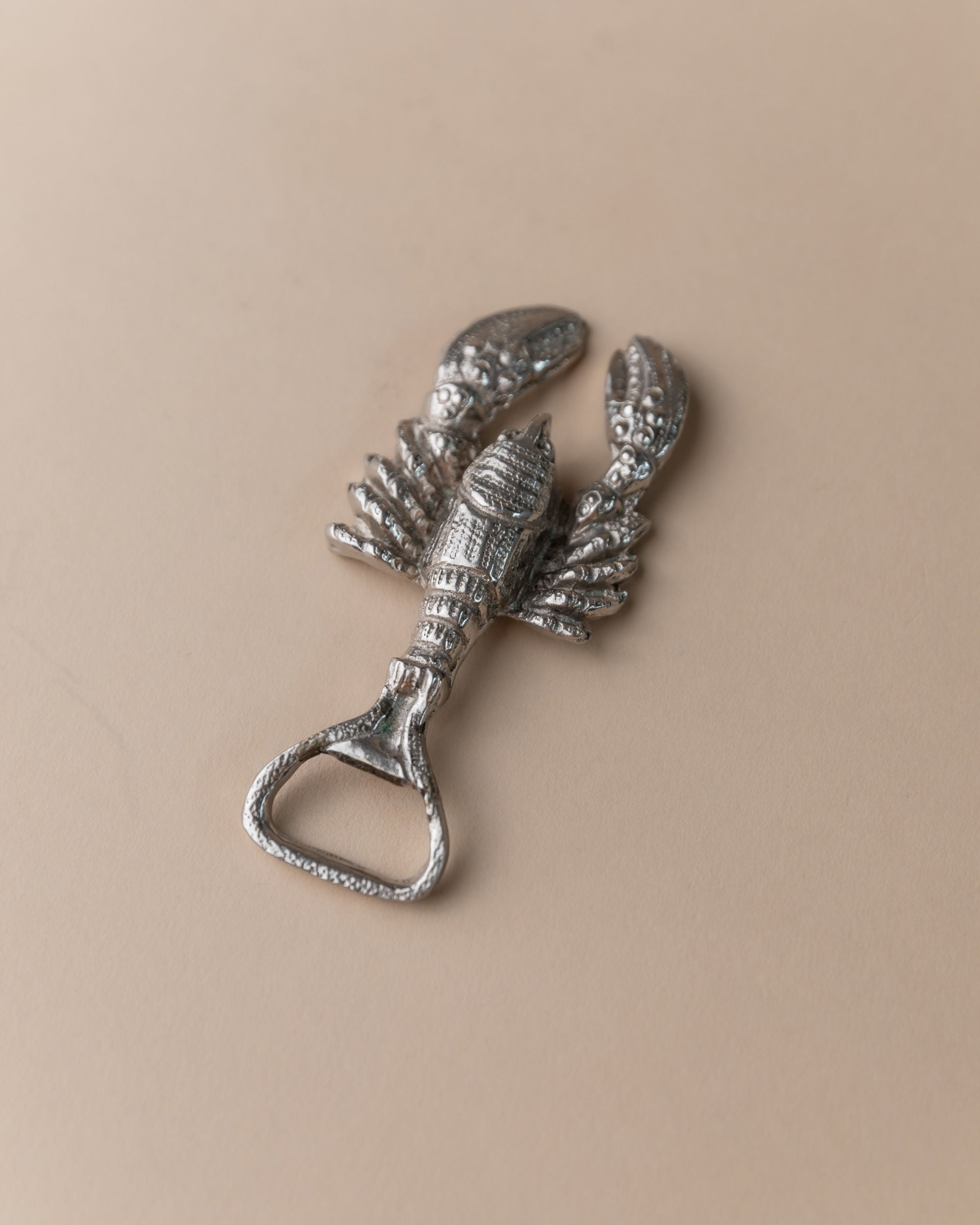 Silver plated lobster bottle opener detail view, Italian 1960s
