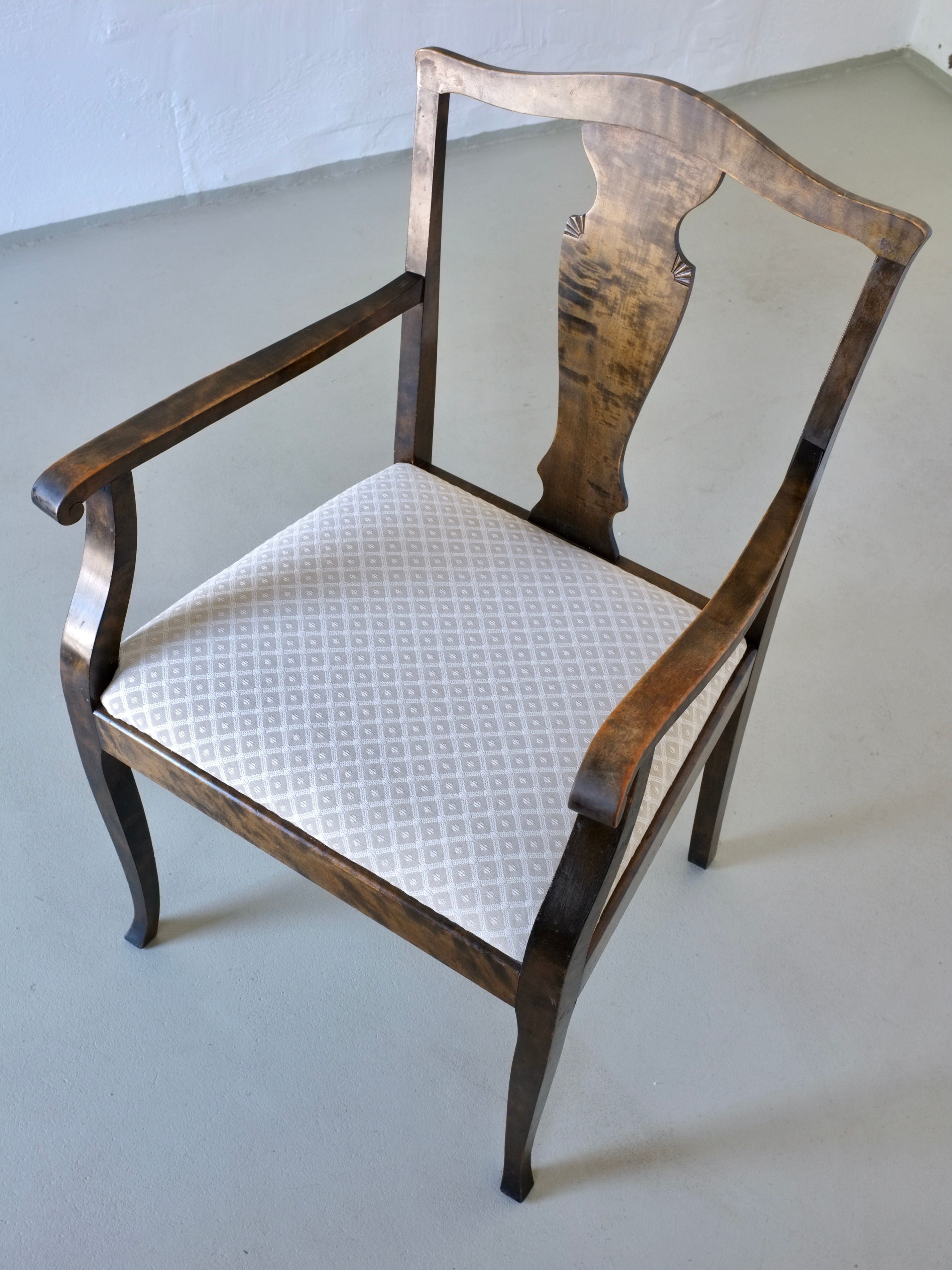 Swedish Grace Satin Birch Dining Chairs, Set of 6, 1920s