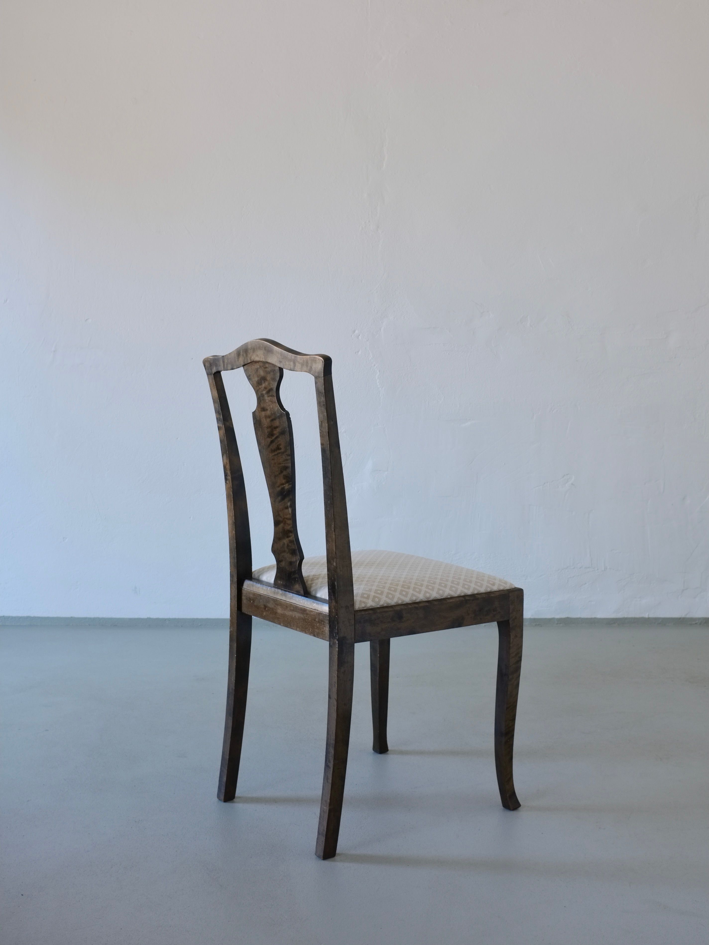 Swedish Grace Satin Birch Dining Chairs, Set of 6, 1920s