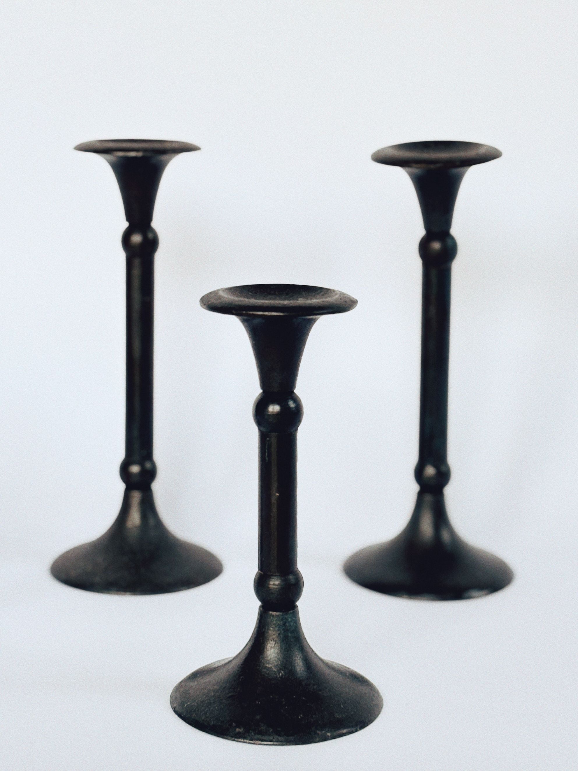 Set of 4 Cast Iron Candleholders