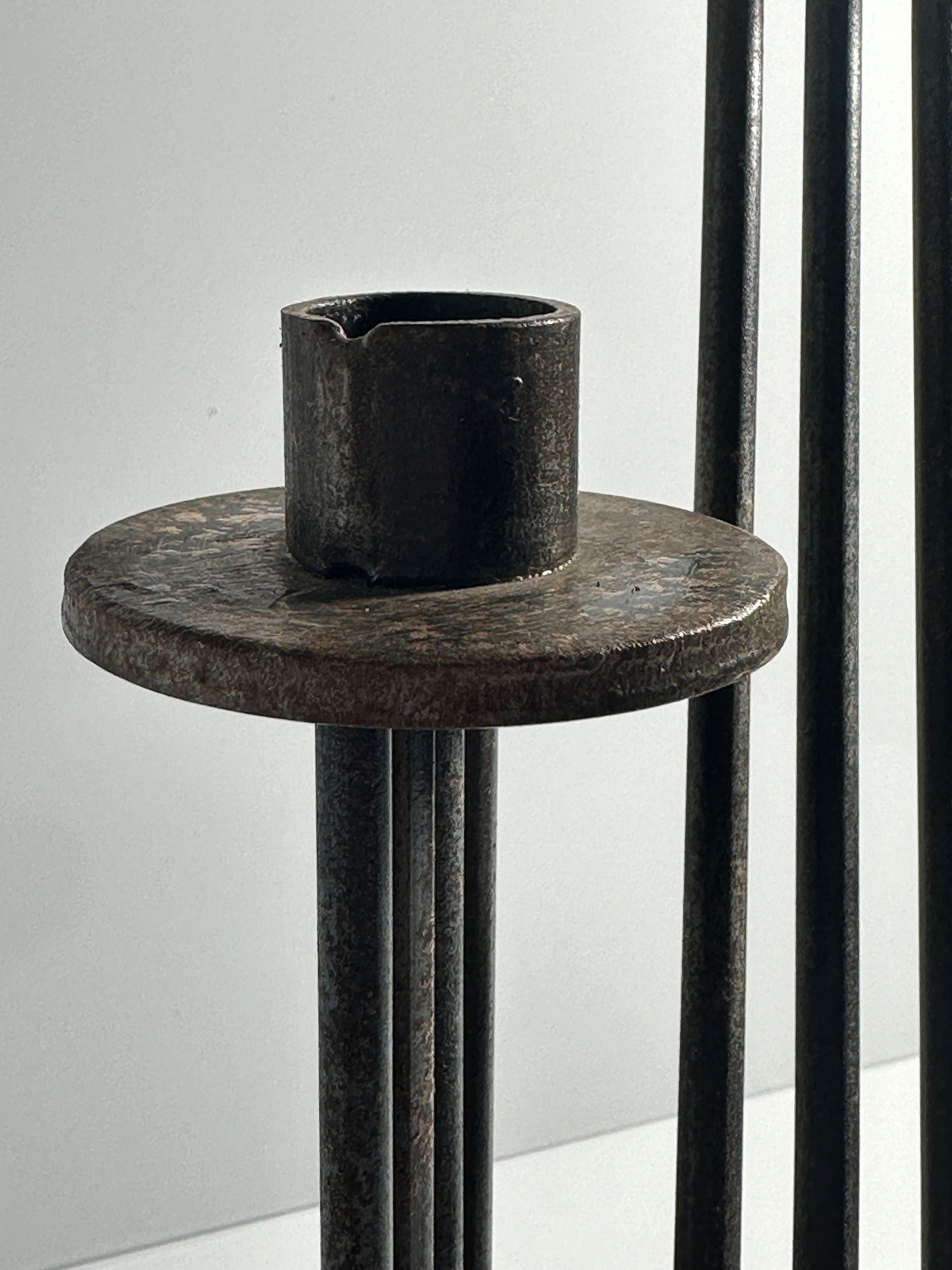 Solid Brutalist Metal Candleholder - 1960s