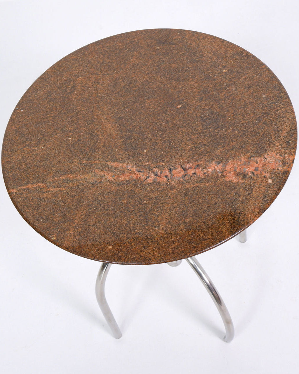 Postmodern Granite and Steel Side Table