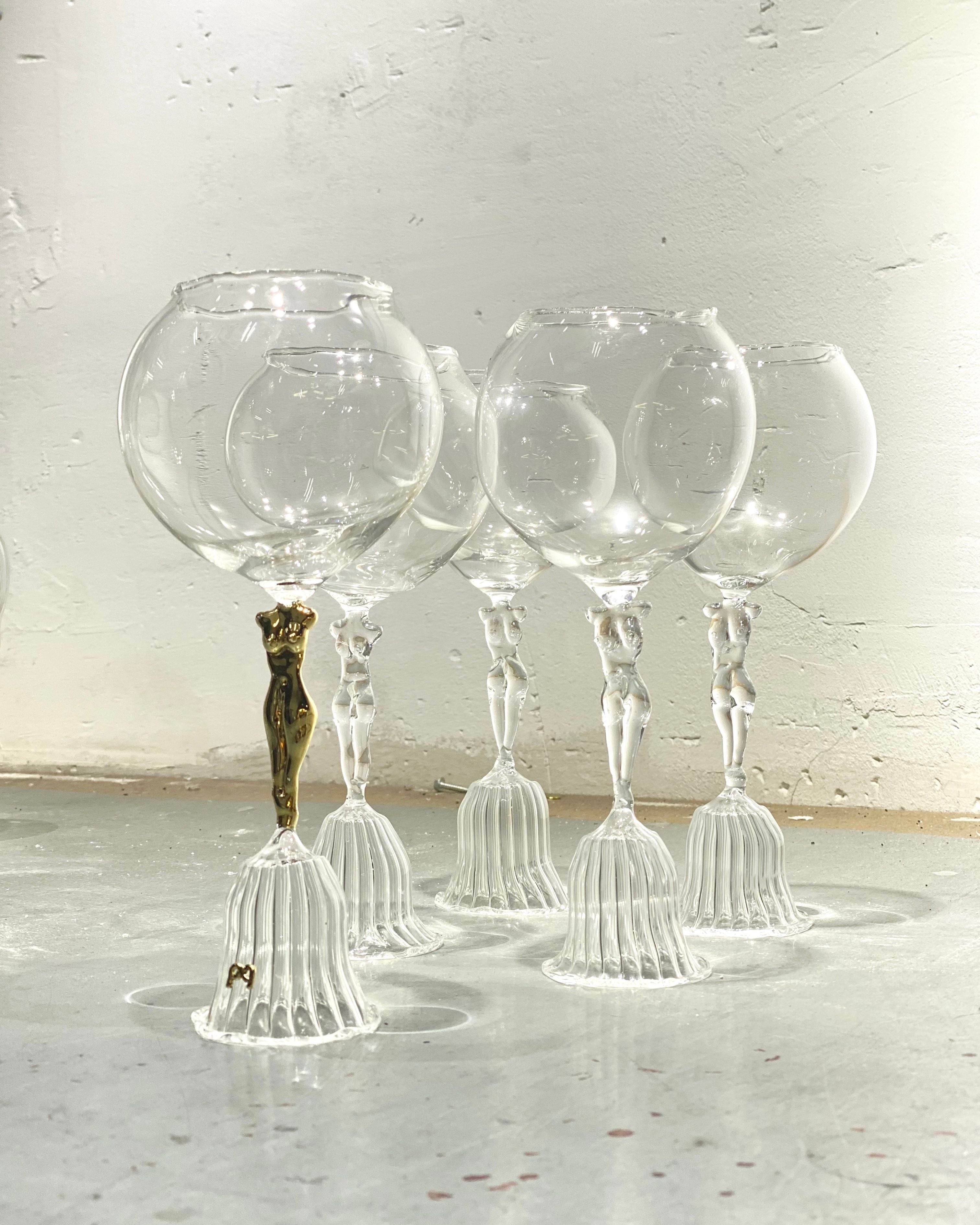 Two elegant handcrafted glass wine glasses in a pair, perfect for enjoying your favorite wine