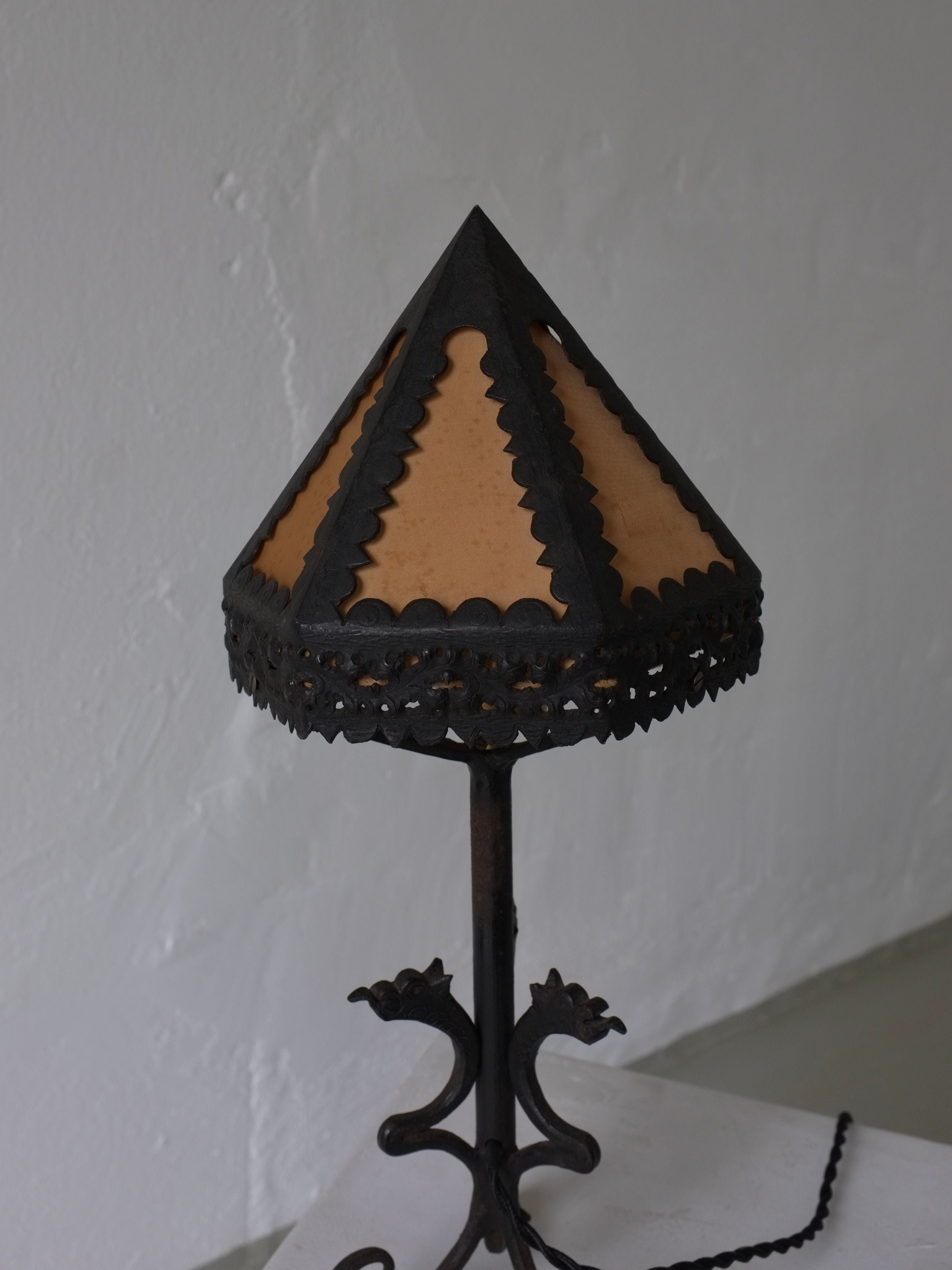 Wrought Iron Dragon Table Lamp, Italy 1910s