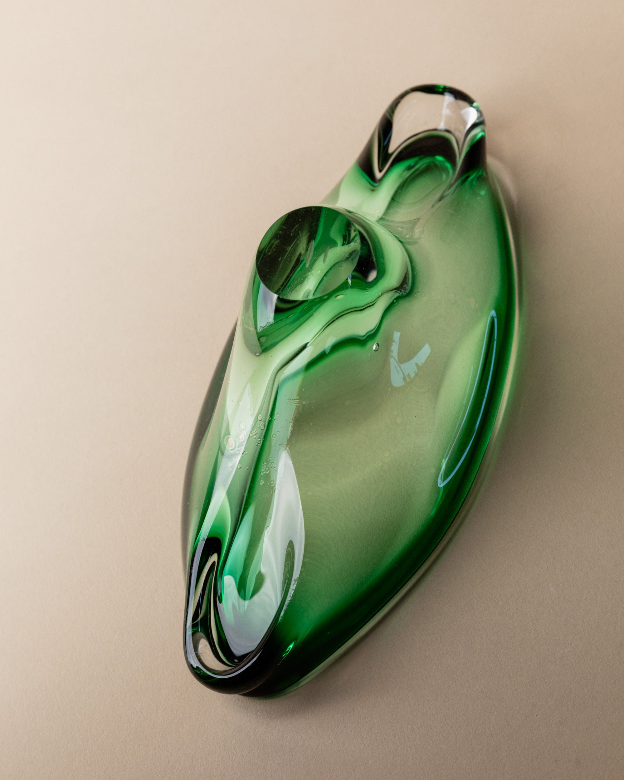 Murano Glass Bowl Green, Italy 1970s