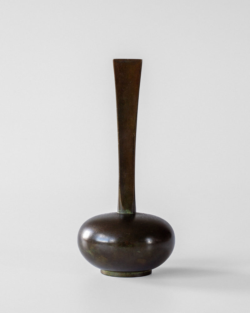 Art Deco bronze vase with elongated neck by GAB Sweden 1930s