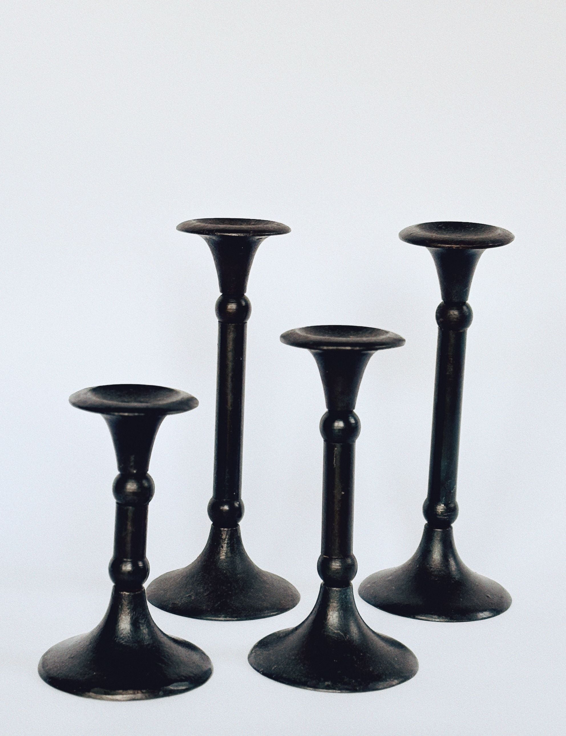 Set of 4 Cast Iron Candleholders