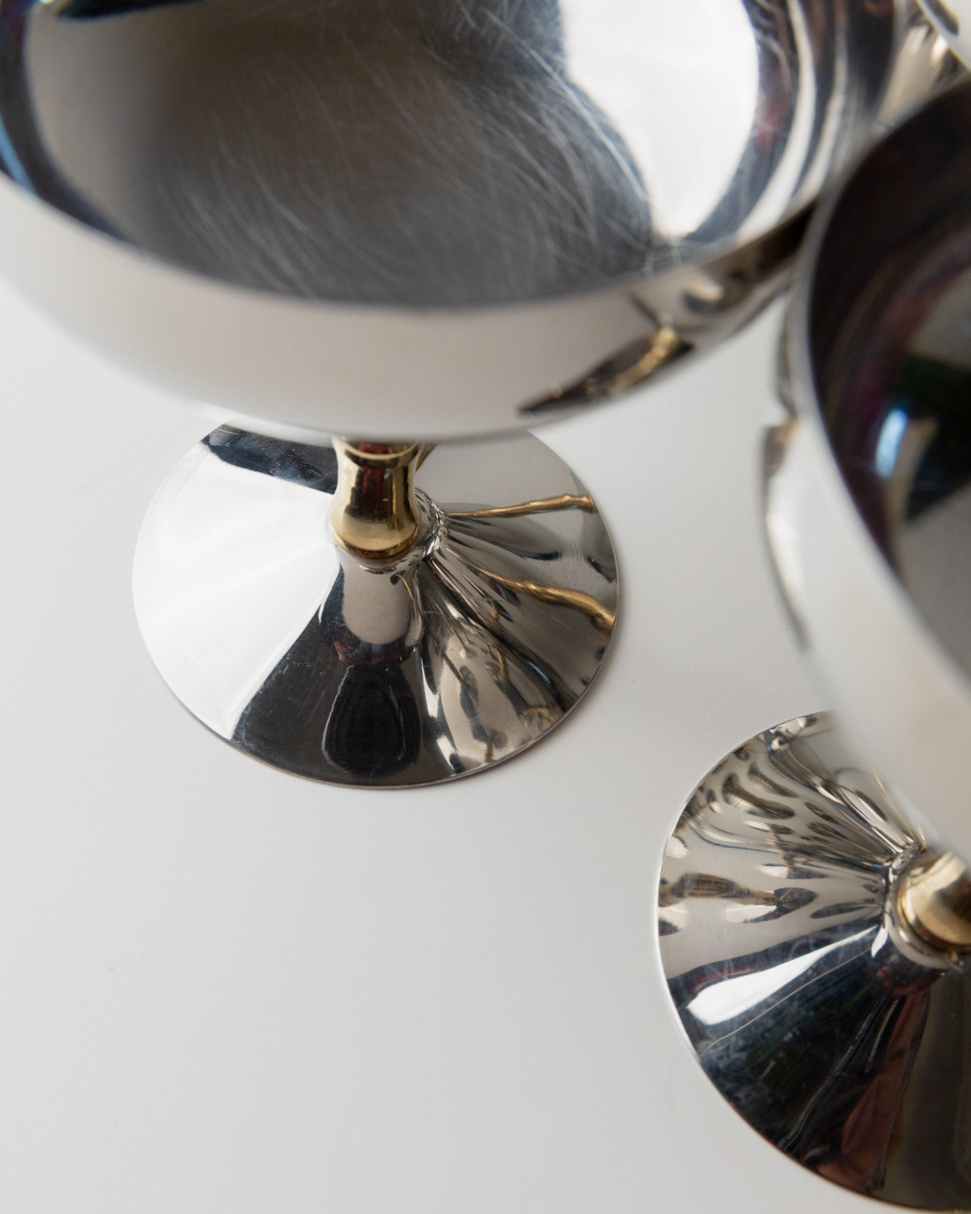 6 Stainless Steel Champagne Coupes 70s