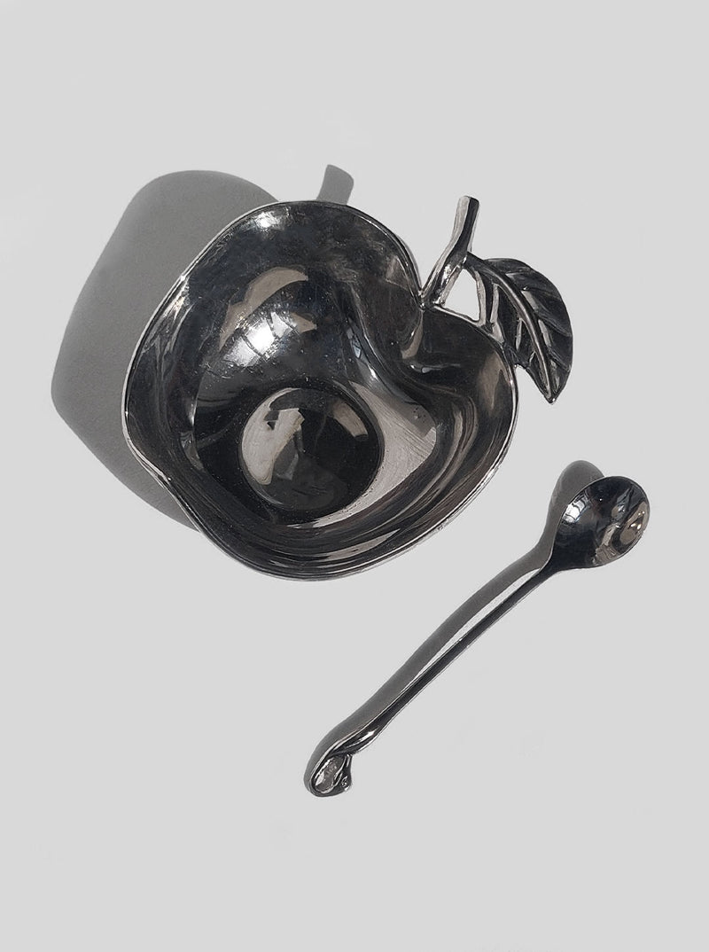 Ceramic Apple Sugar Bowl with Matching Lid and Spoon