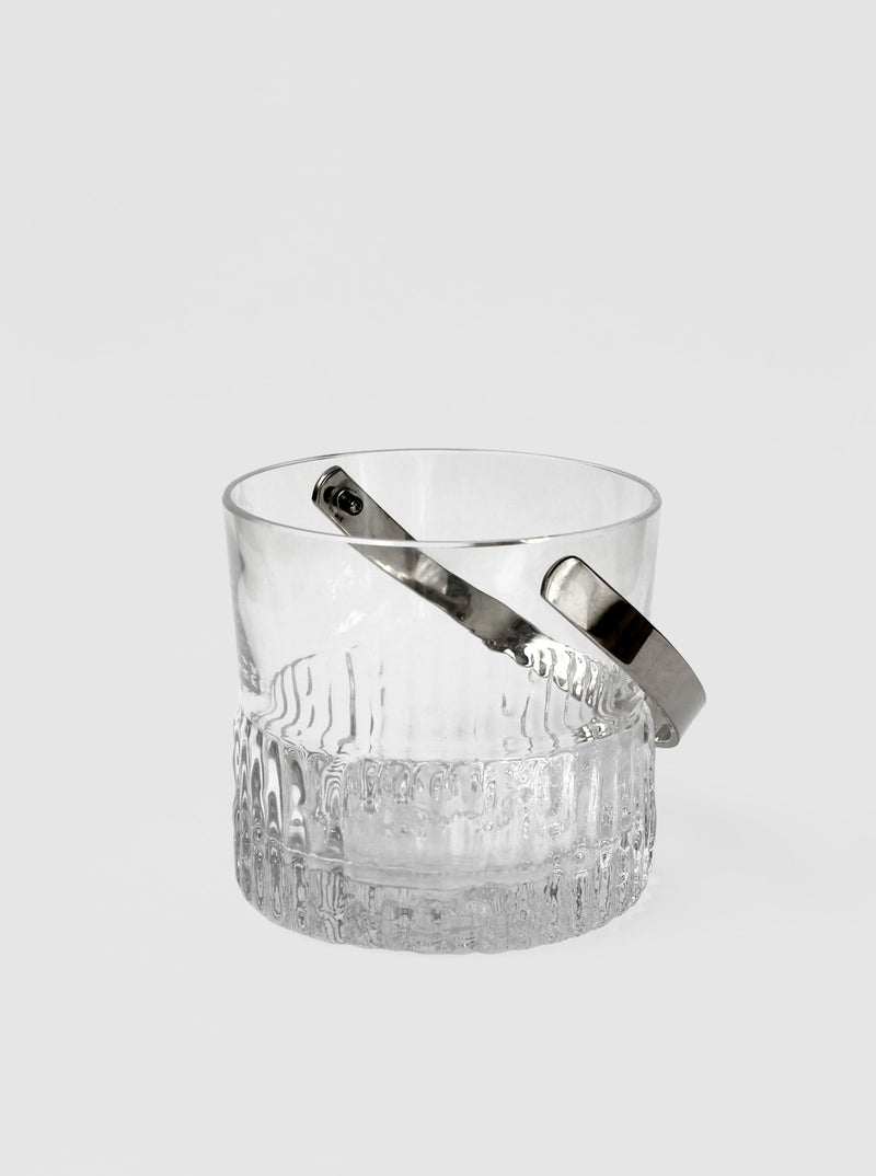 Crystal ice bucket with silver tongs by Göran Wärff