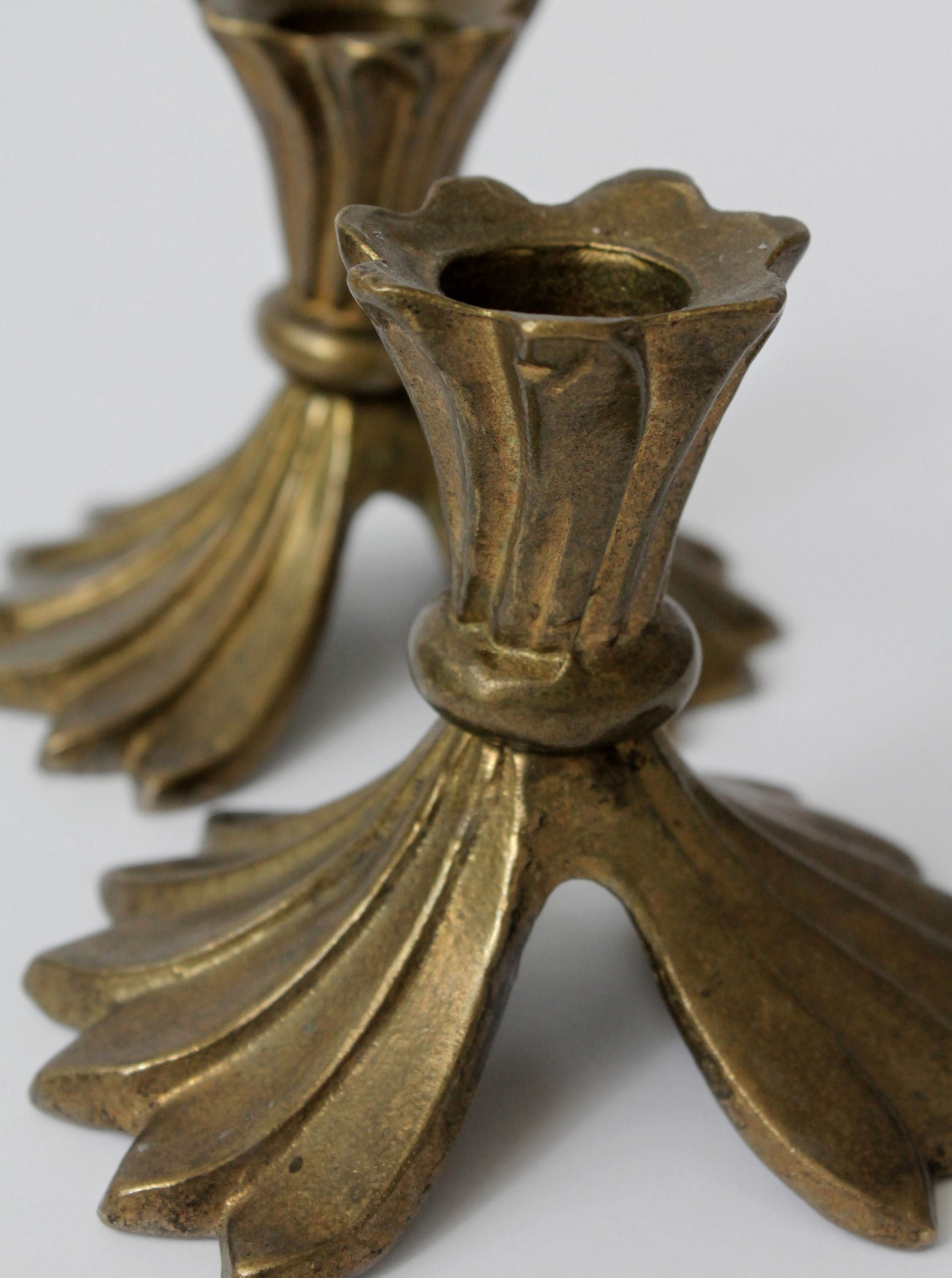 Pair Of Elegant Brass Candle Holders