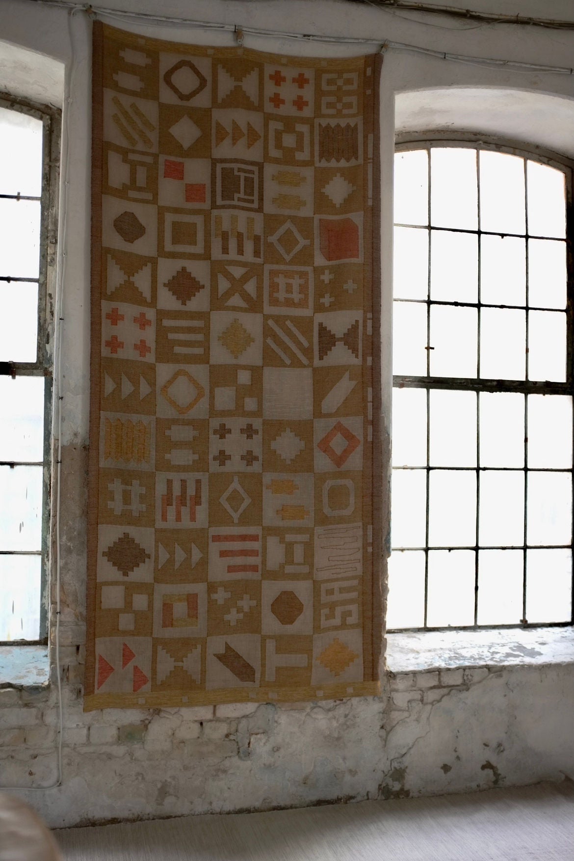 Large Abstract Wool Wall Tapestry, Sweden, 1988