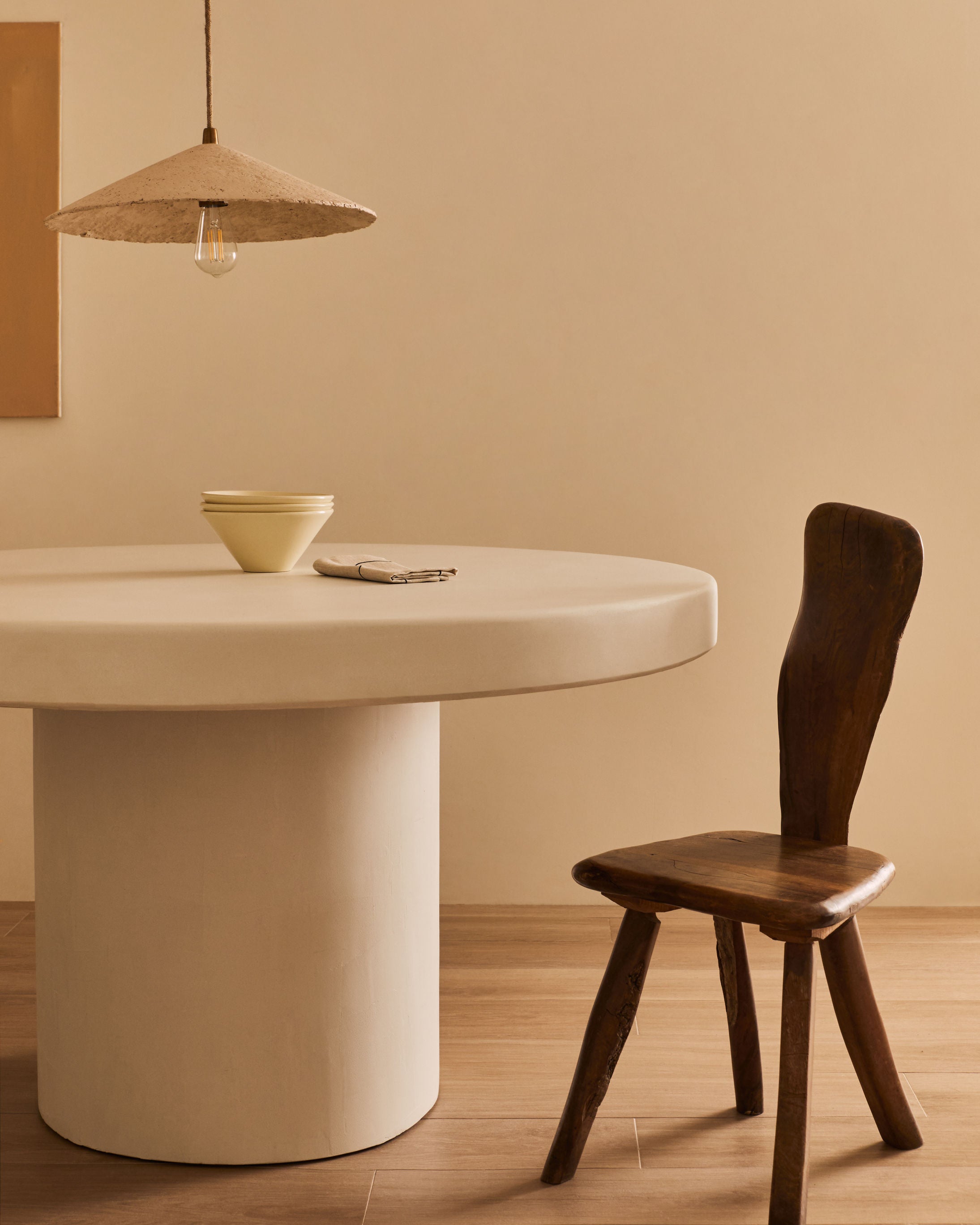 Rectangular Persillé dining table with smooth polished surface and sturdy base legs